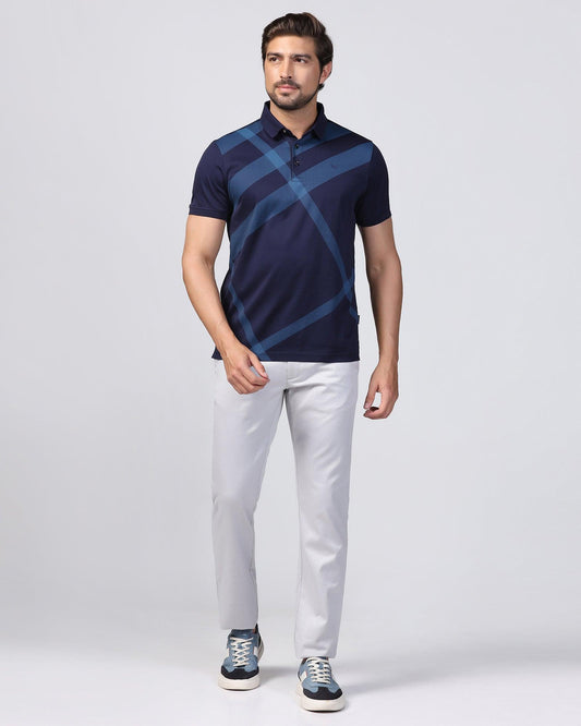 Slim Comfort B-95 Casual Grey Yarn Dyed Khakis - Royal