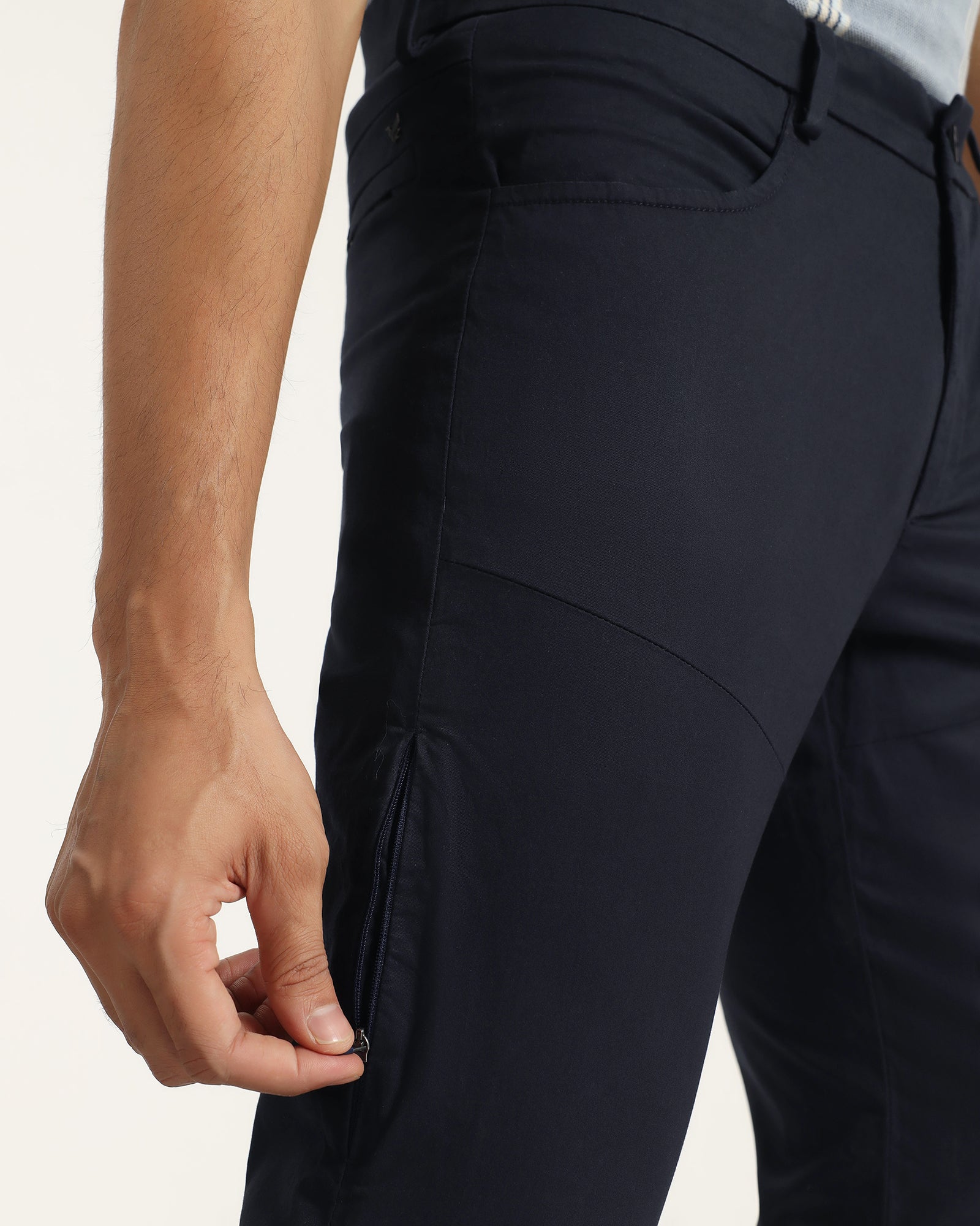 Slim Comfort B-95 Casual Navy Solid Khakis - Fred