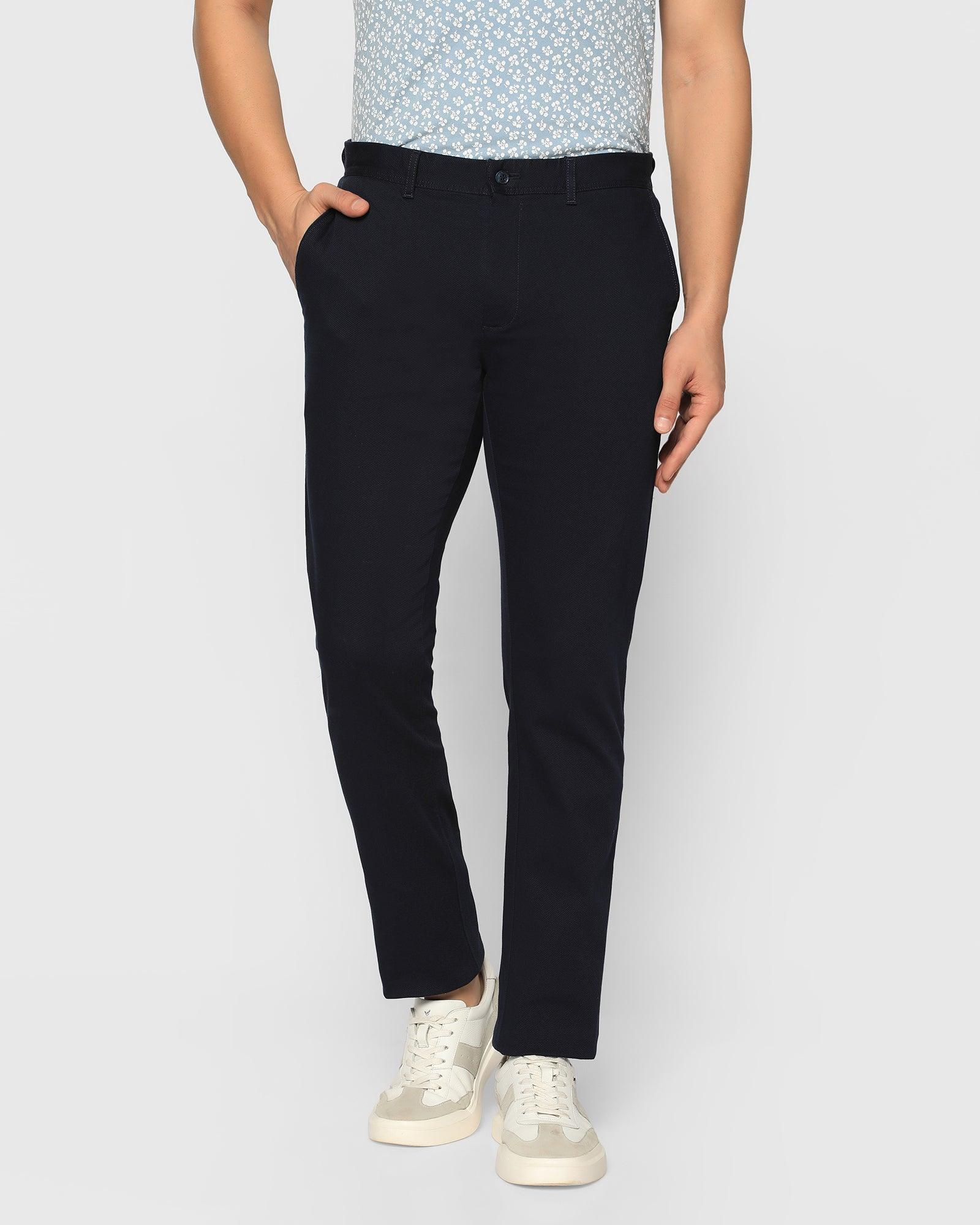 Slim Comfort B-95 Casual Navy Textured Khakis - Kurt - Blackberrys