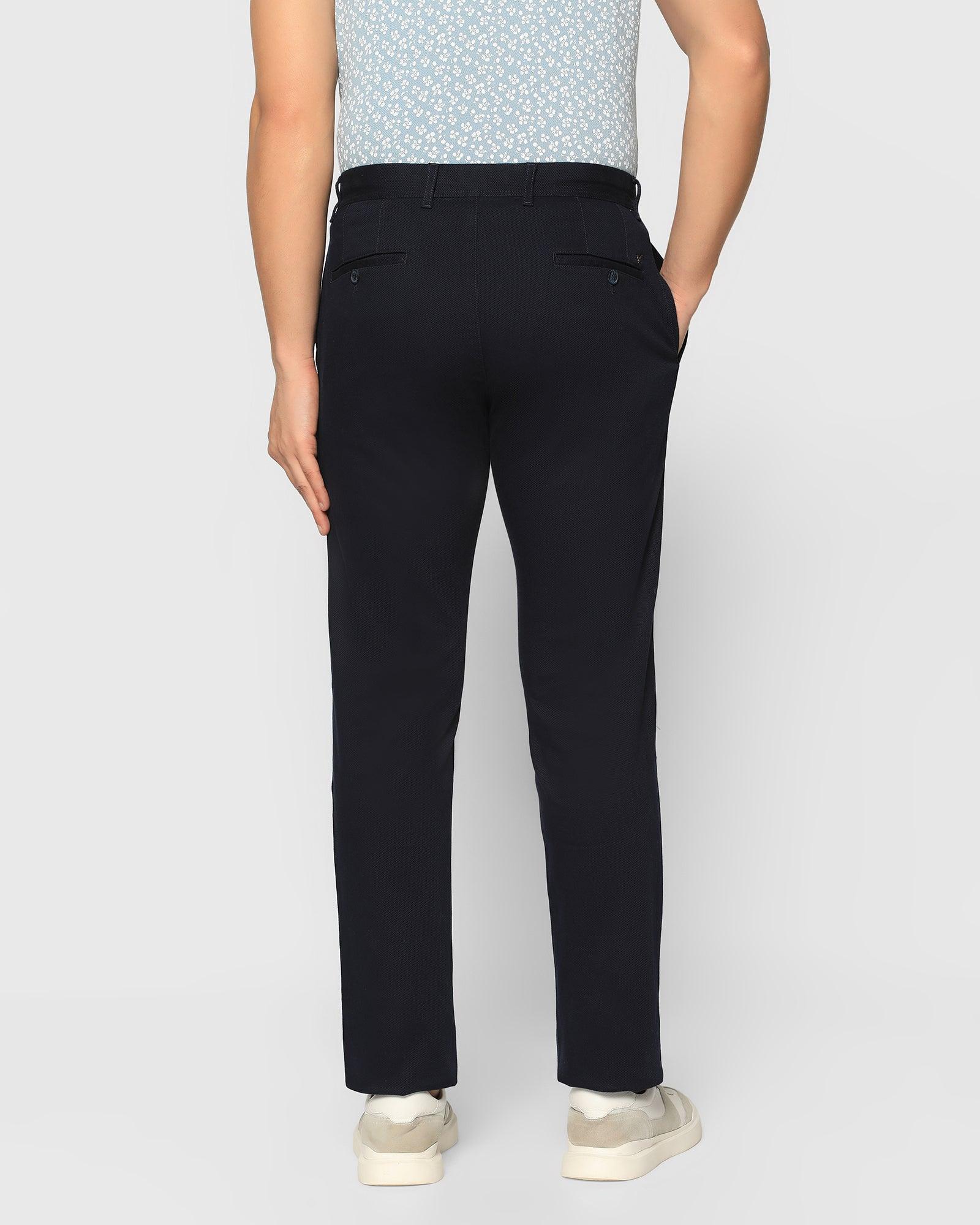 Slim Comfort B-95 Casual Navy Textured Khakis - Kurt - Blackberrys