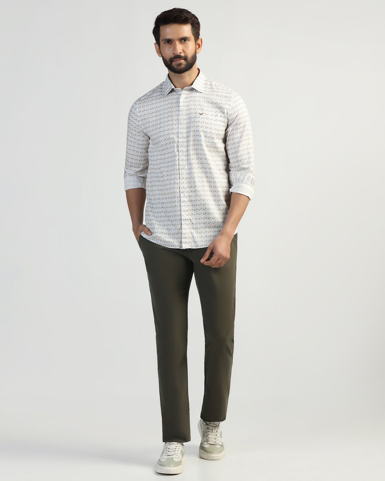 Slim Comfort B-95 Casual Olive Textured Khakis - Kary