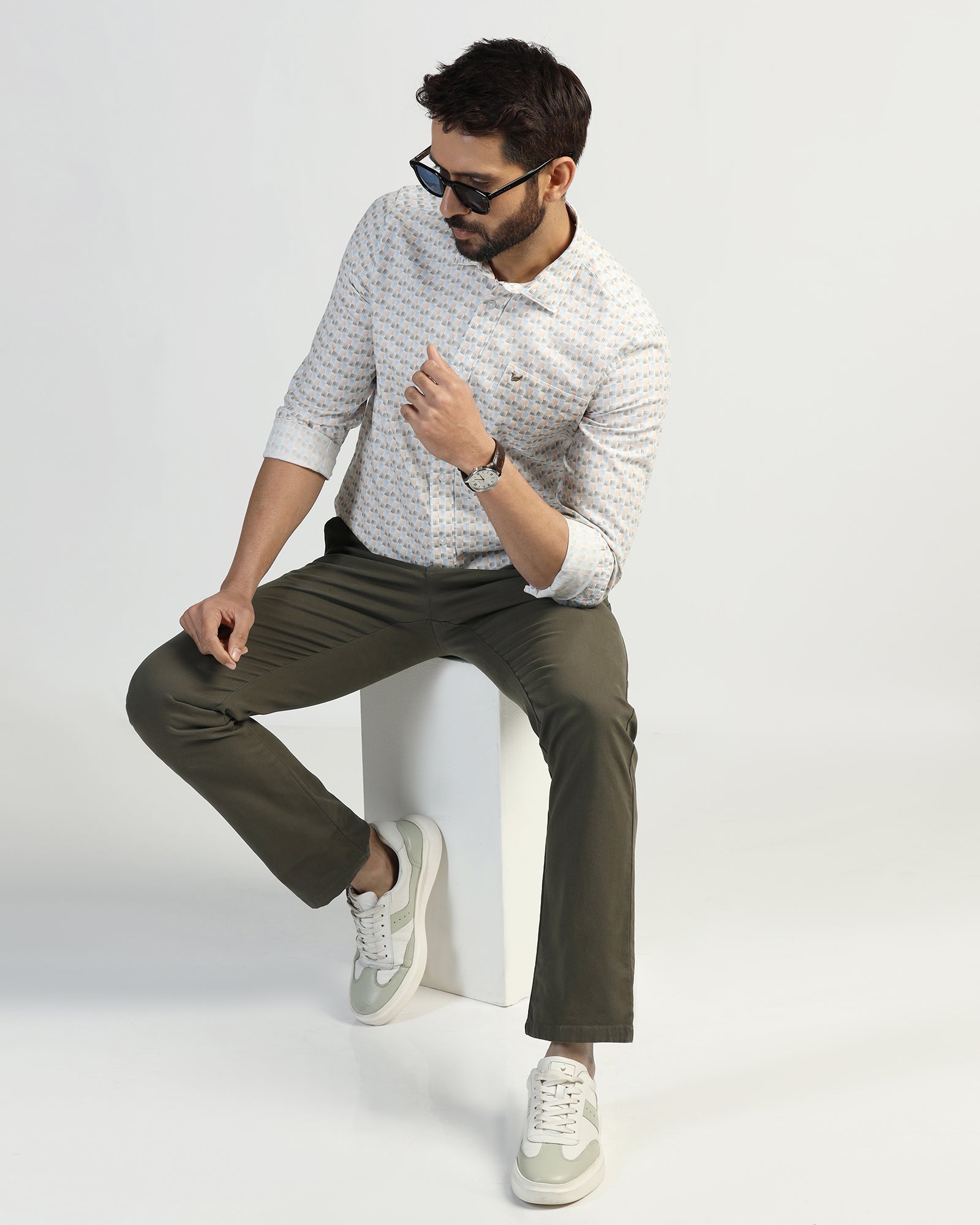 Slim Comfort B-95 Casual Olive Textured Khakis - Kary