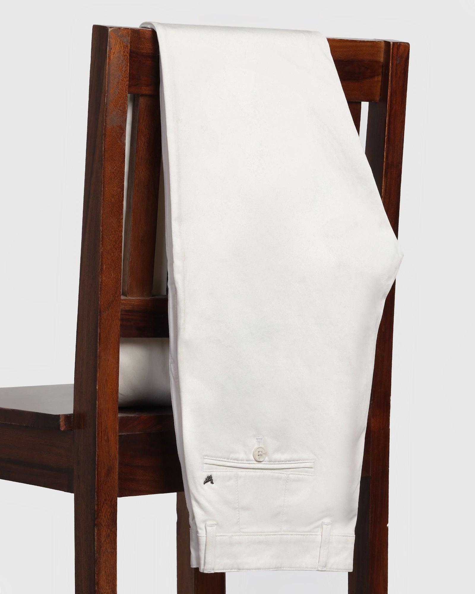 Slim Comfort B-95 Casual White Solid Khakis - Tron