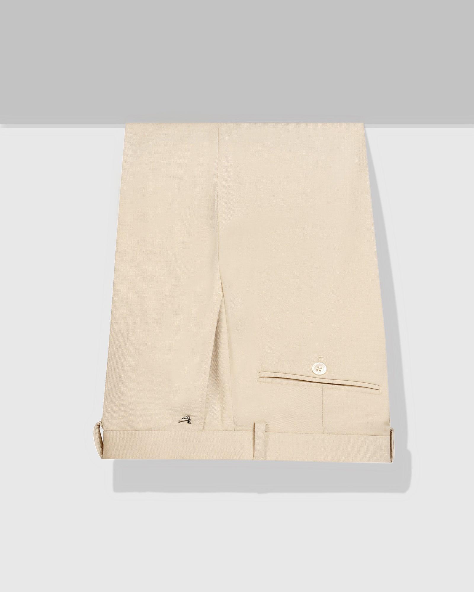 Slim Comfort B-95 Formal Beige Solid Trouser - Himalayan - Blackberrys