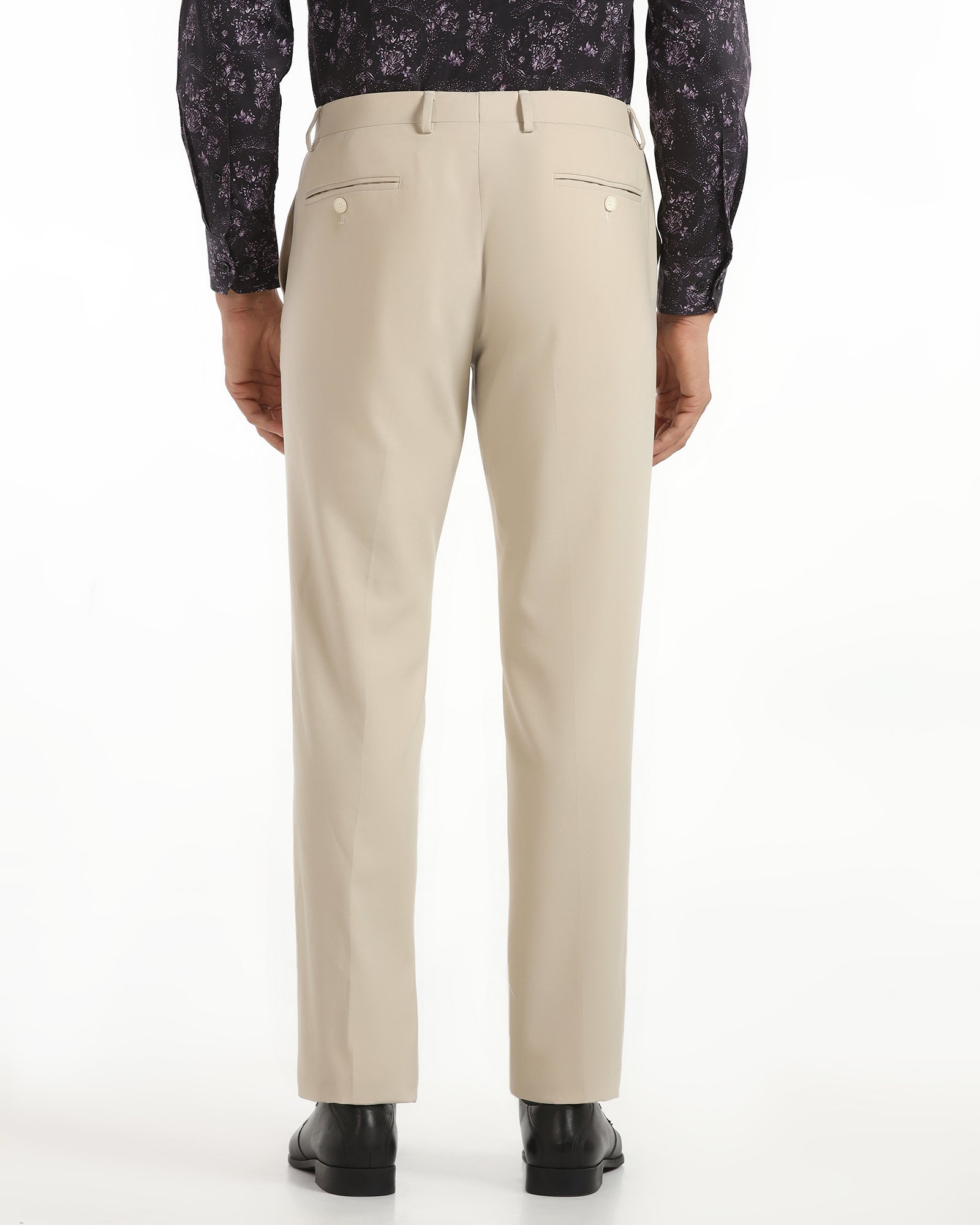 Slim Comfort B-95 Formal Beige Solid Trouser - Musk