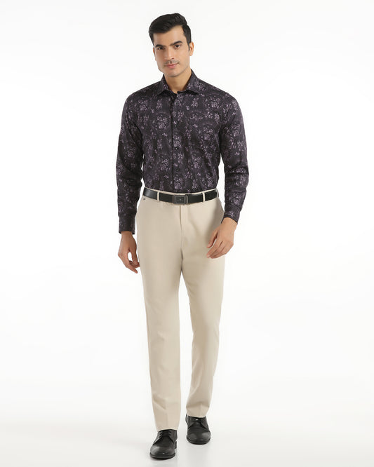 Slim Comfort B-95 Formal Beige Solid Trouser - Musk