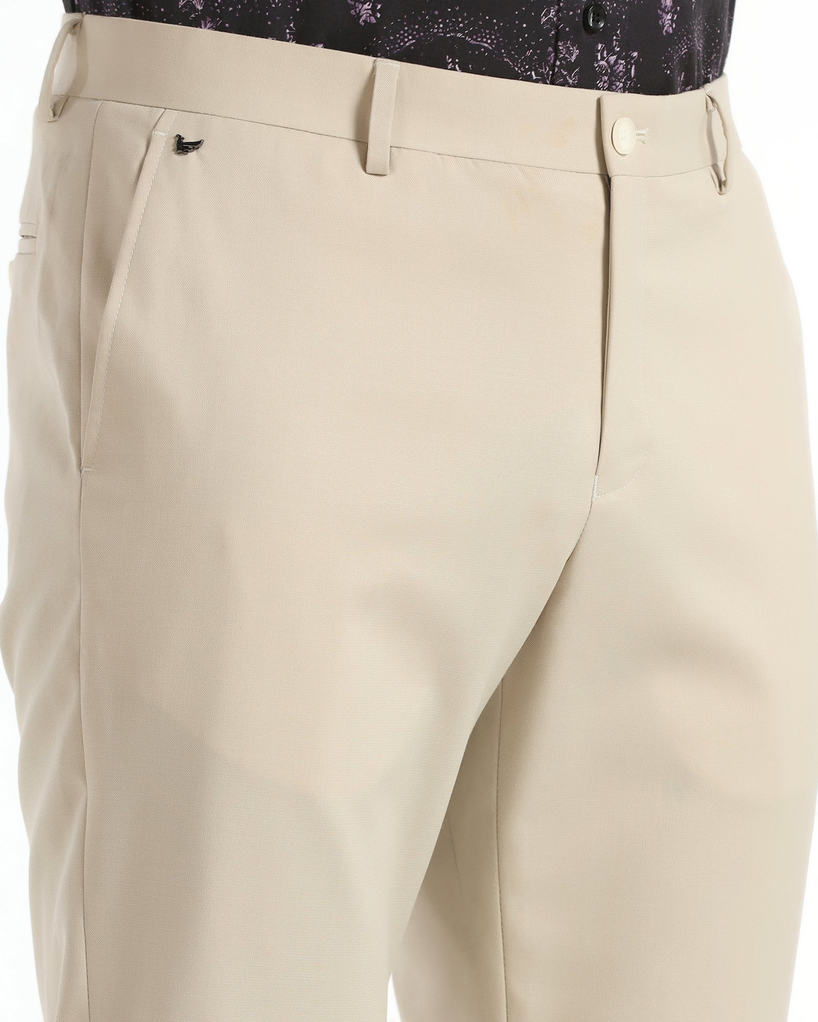 Slim Comfort B-95 Formal Beige Solid Trouser - Musk