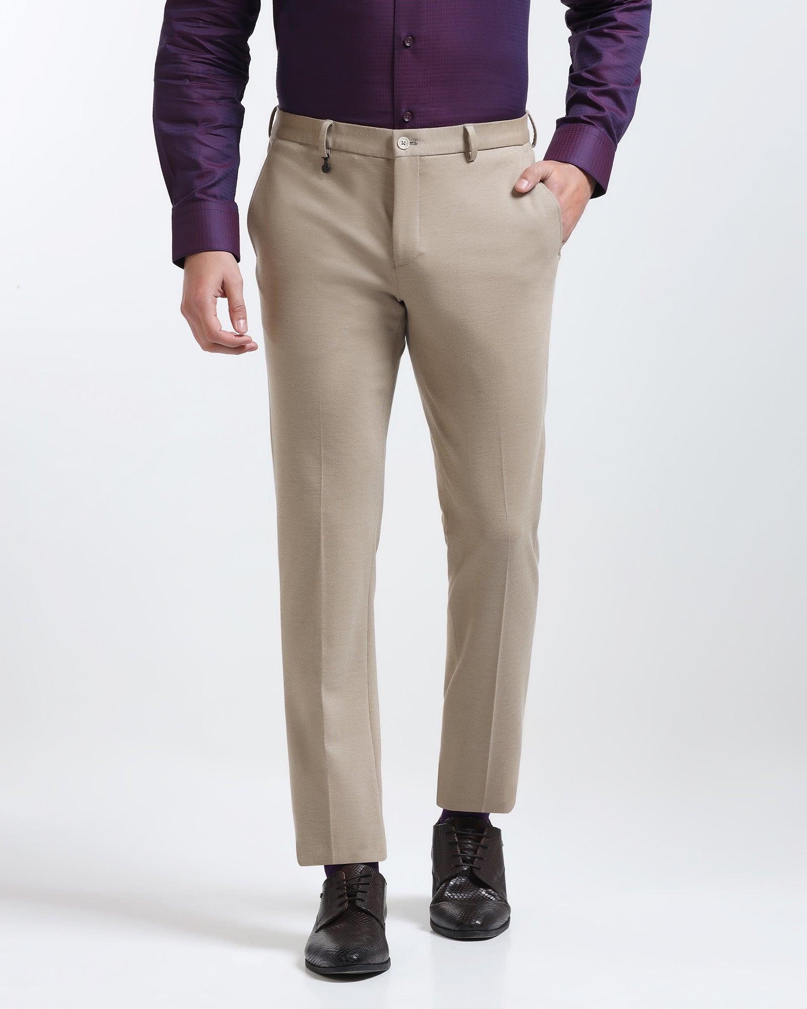 Slim Comfort B-95 Formal Beige Solid Trouser - Raider - Blackberrys