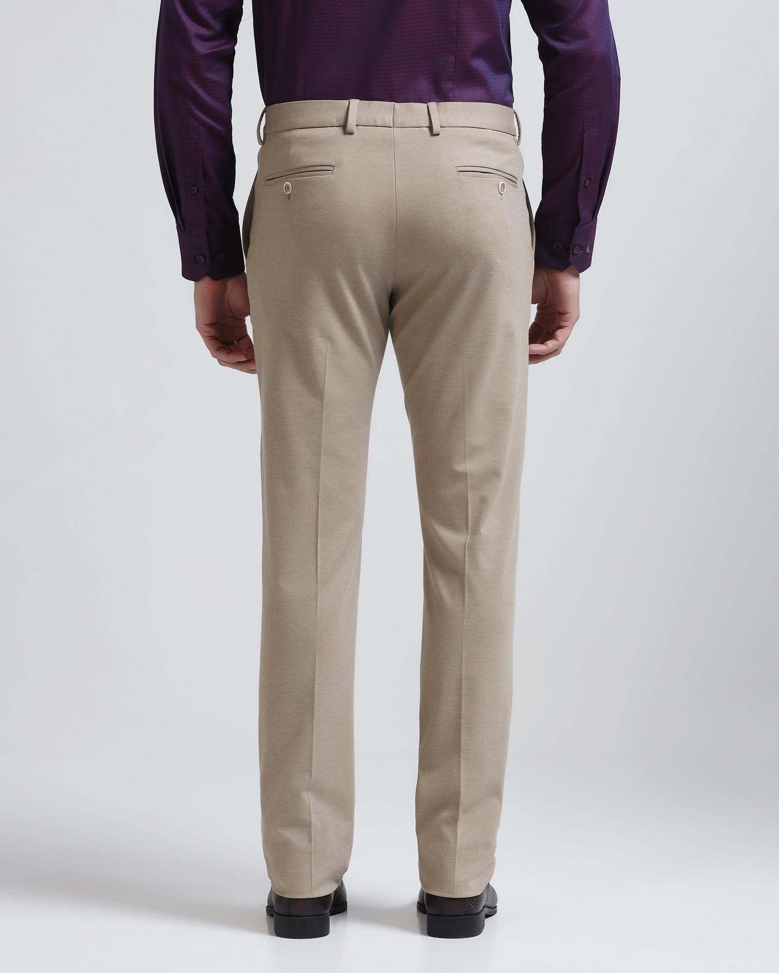 Slim Comfort B-95 Formal Beige Solid Trouser - Raider - Blackberrys