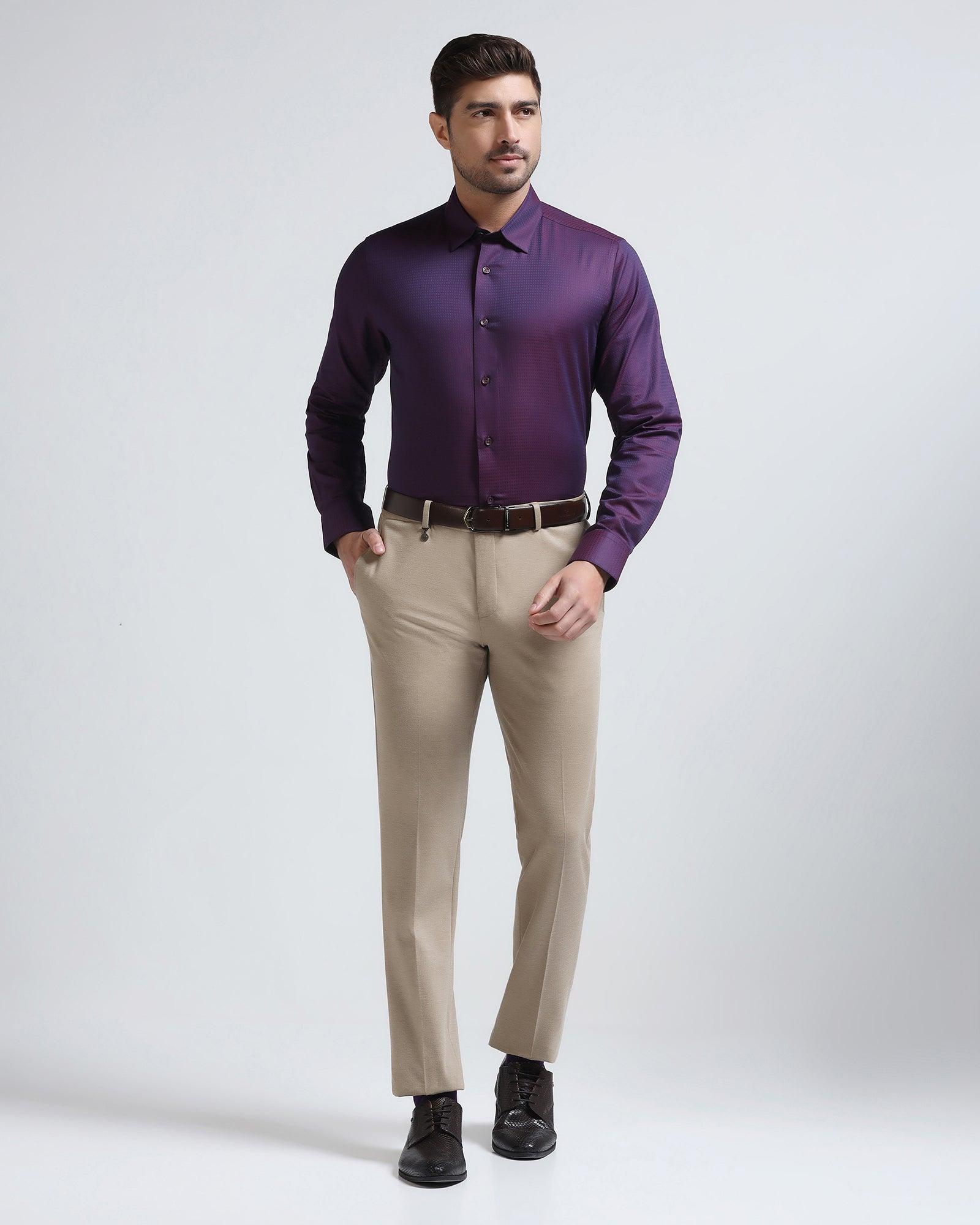 Slim Comfort B-95 Formal Beige Solid Trouser - Raider
