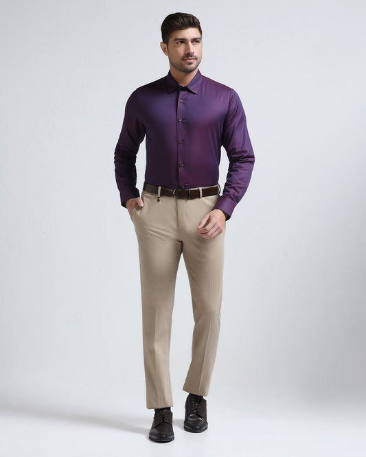 Slim Comfort B-95 Formal Beige Solid Trouser - Raider