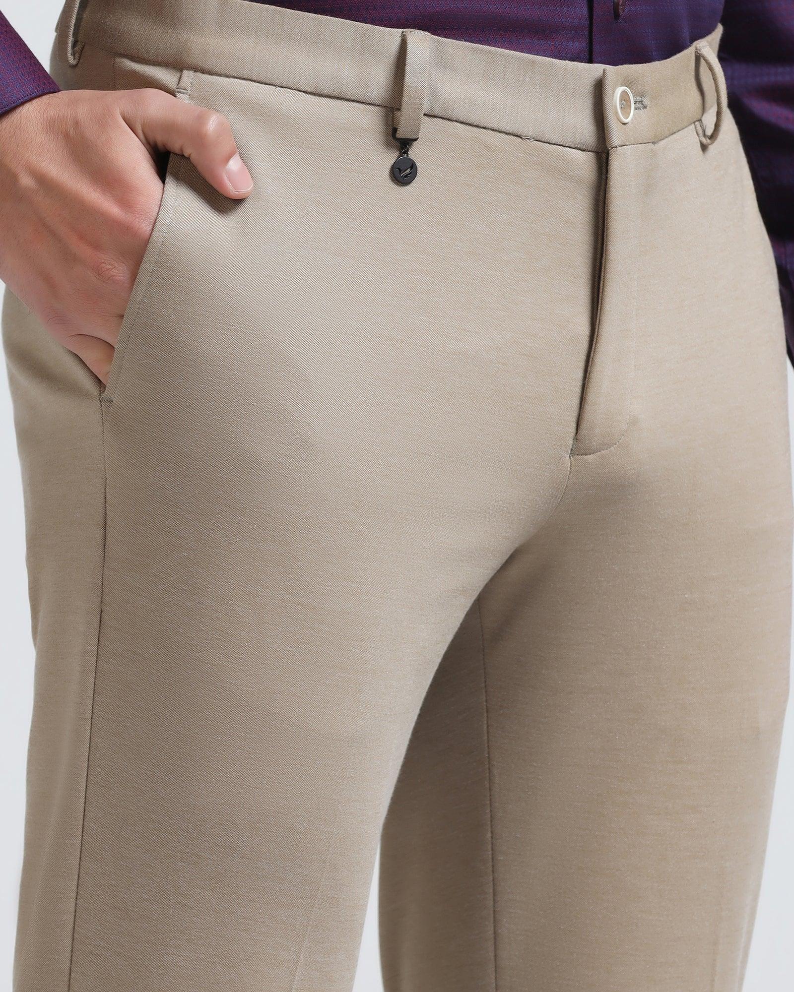 Slim Comfort B-95 Formal Beige Solid Trouser - Raider - Blackberrys