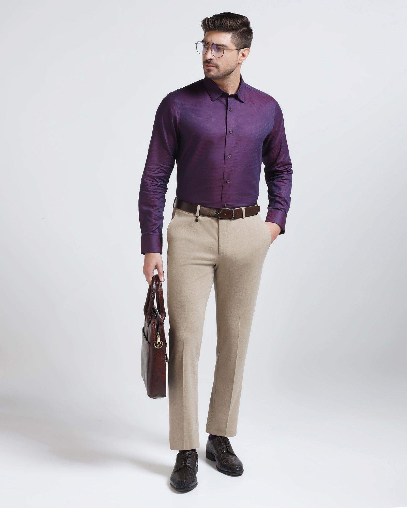 Slim Comfort B-95 Formal Beige Solid Trouser - Raider - Blackberrys