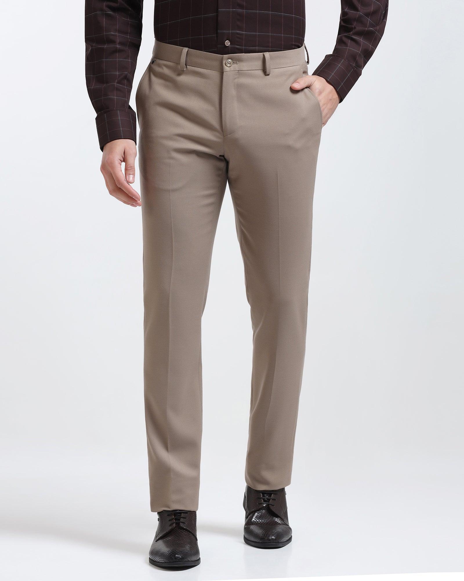 Slim Comfort B-95 Formal Beige Textured Trouser - Iron - Blackberrys