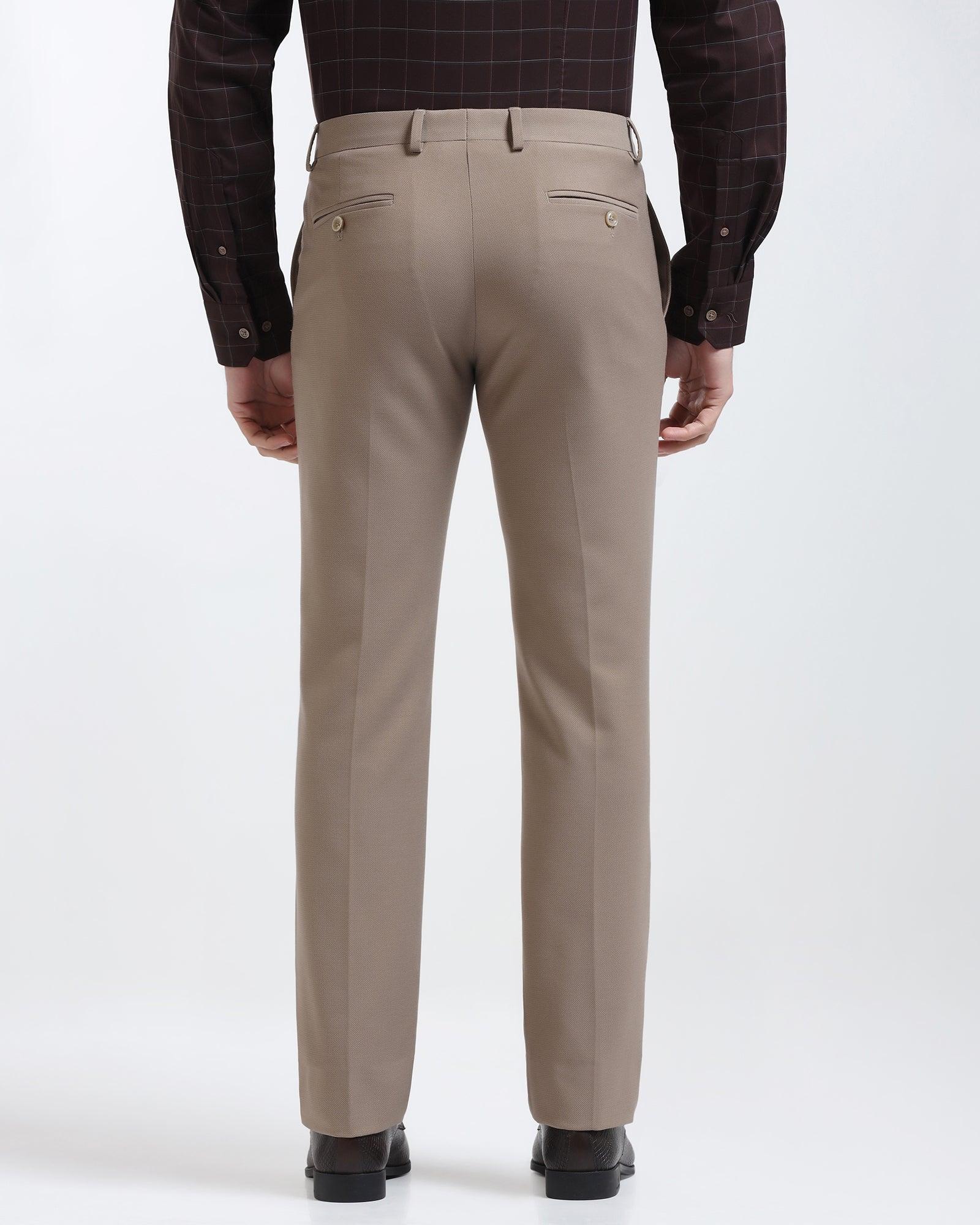 Slim Comfort B-95 Formal Beige Textured Trouser - Iron - Blackberrys
