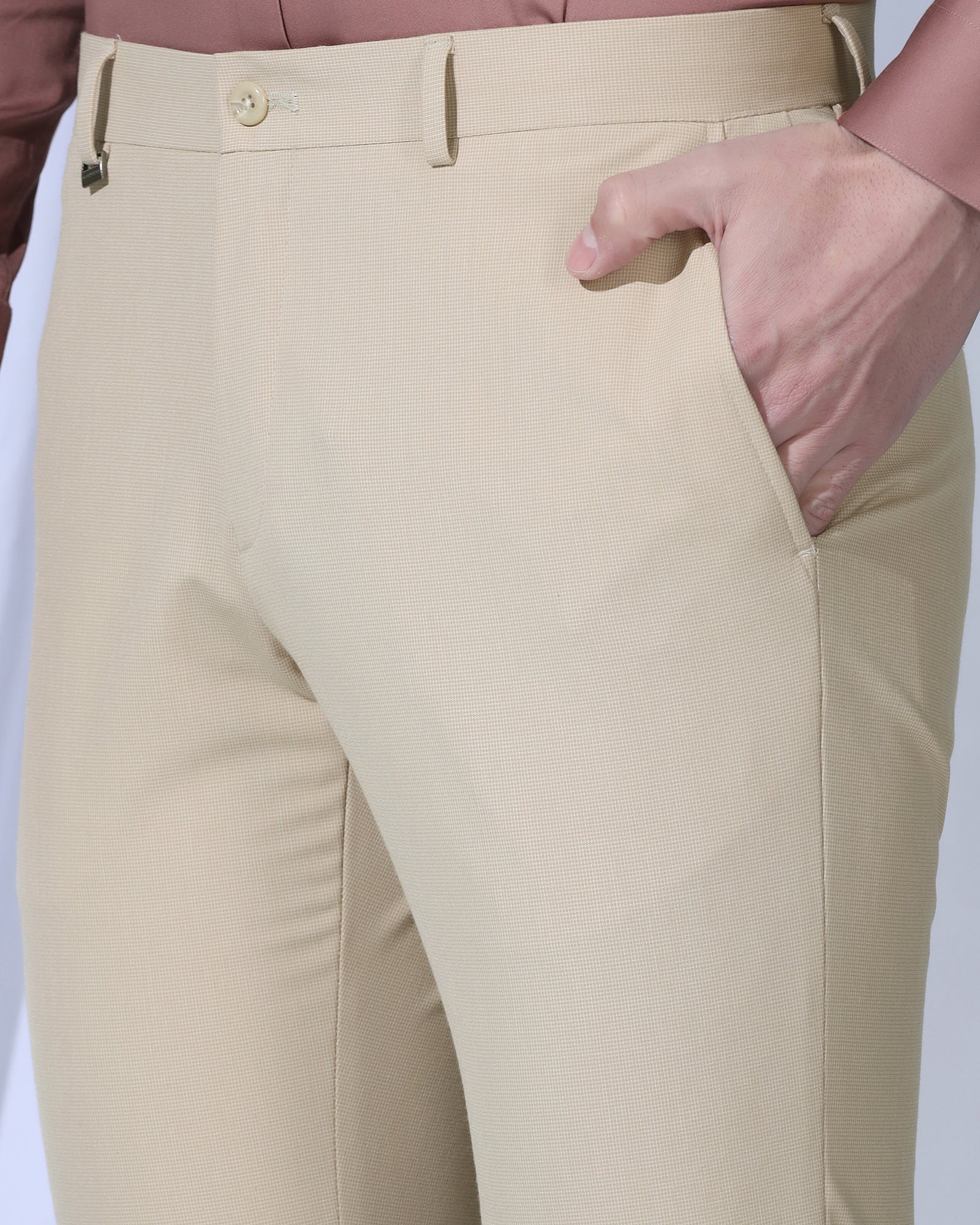 Slim Comfort B-95 Formal Beige Textured Trouser - June