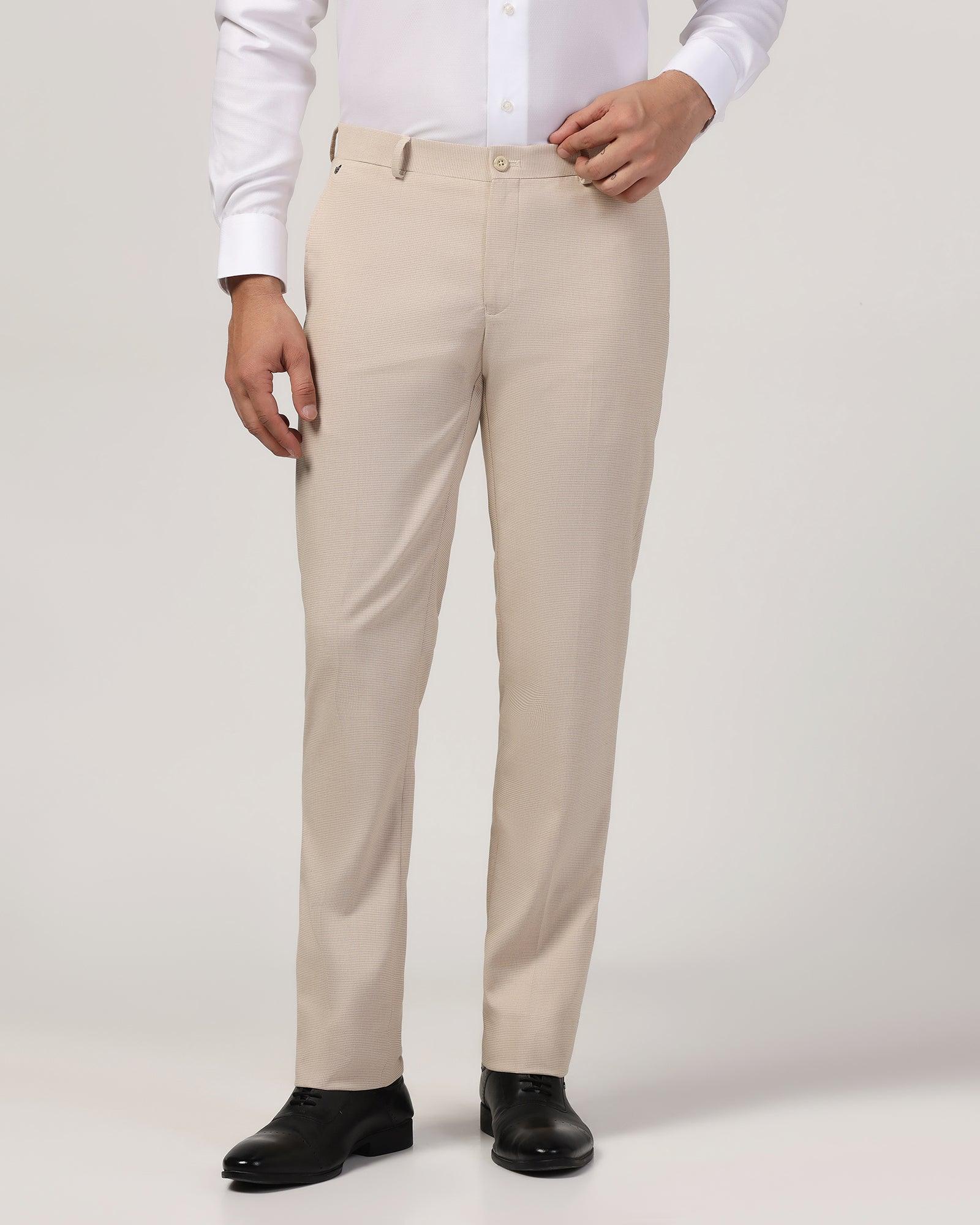 Slim Comfort B-95 Formal Beige Textured Trouser - Misco - Blackberrys