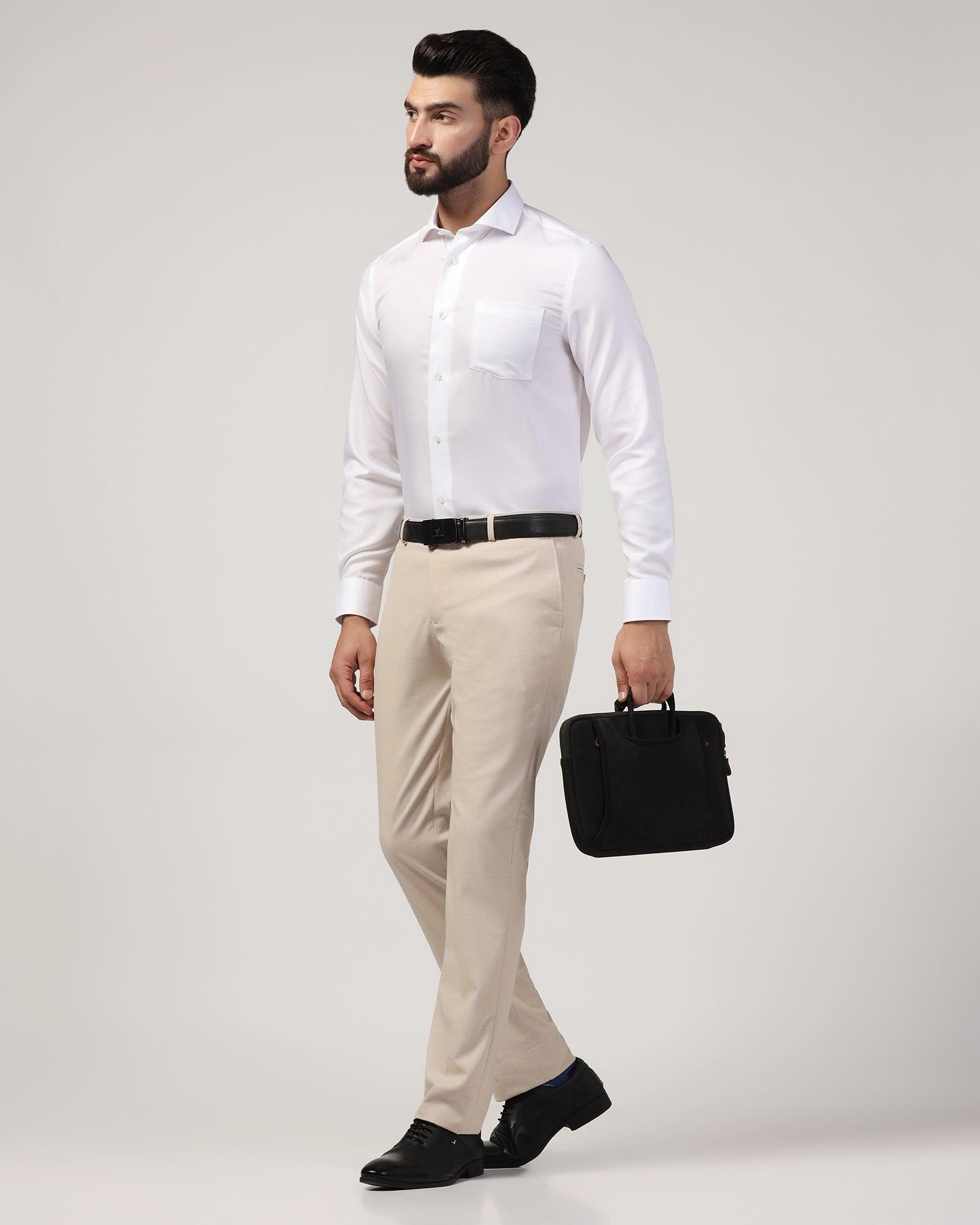 Slim Comfort B-95 Formal Beige Textured Trouser - Misco - Blackberrys