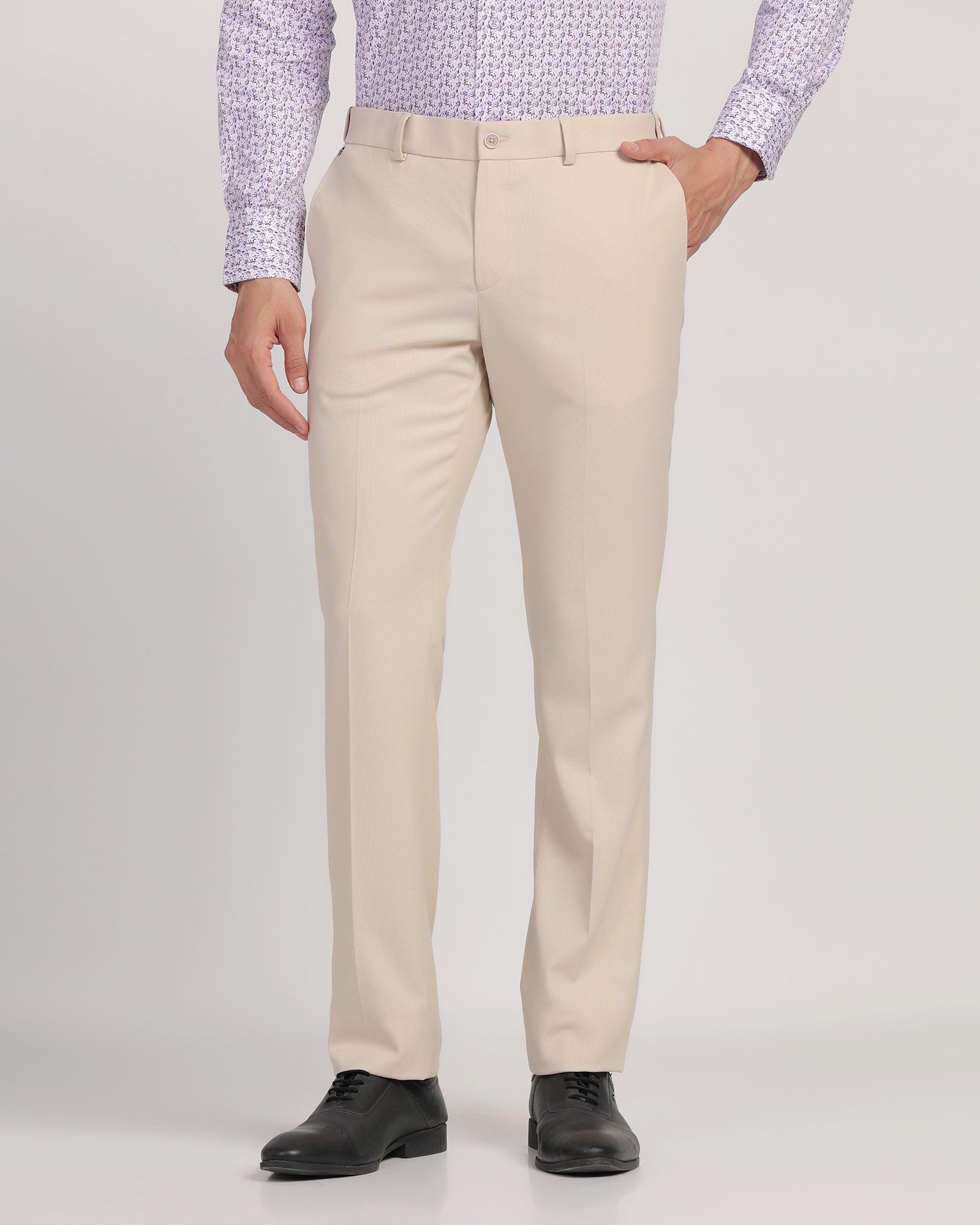 Slim Comfort B-95 Formal Beige Textured Trouser - Passion - Blackberrys