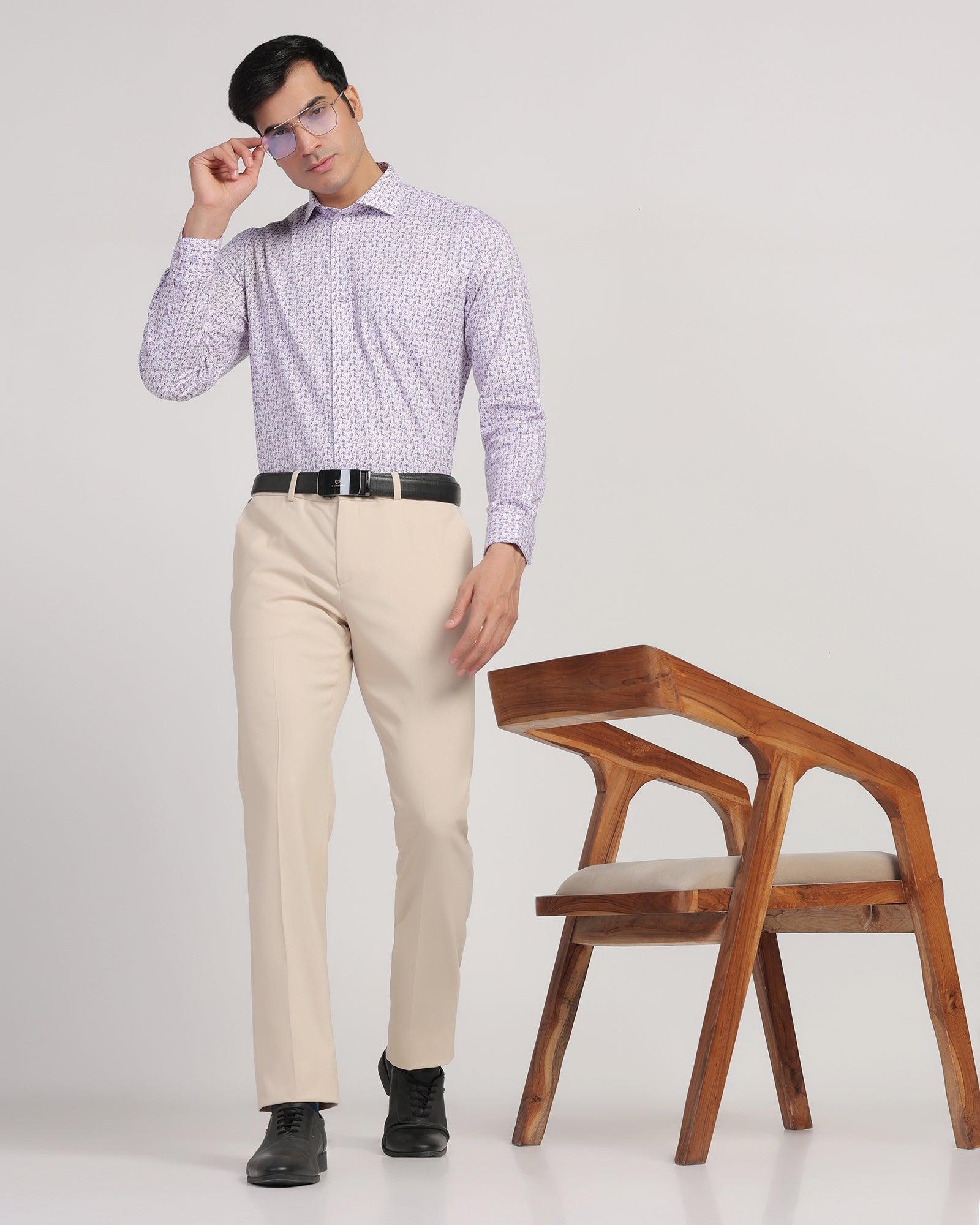 Slim Comfort B-95 Formal Beige Textured Trouser - Passion - Blackberrys