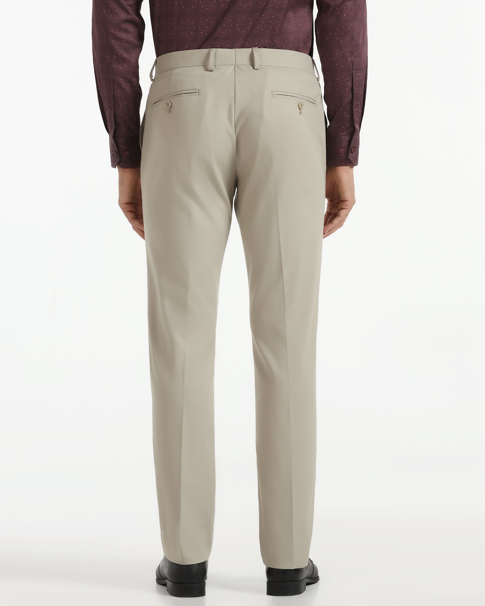 Slim Comfort B-95 Formal Beige Textured Trouser - Saint