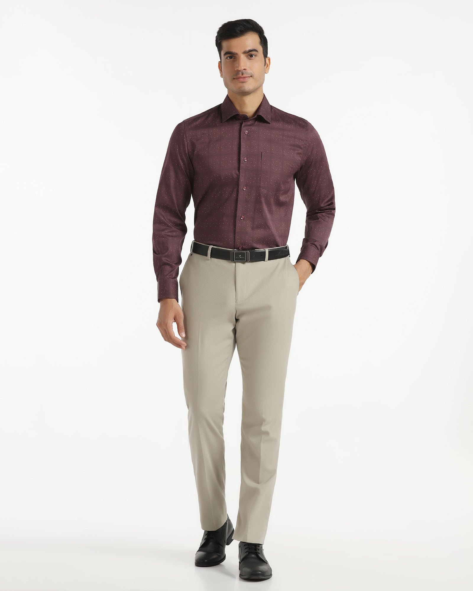 Slim Comfort B-95 Formal Beige Textured Trouser - Saint