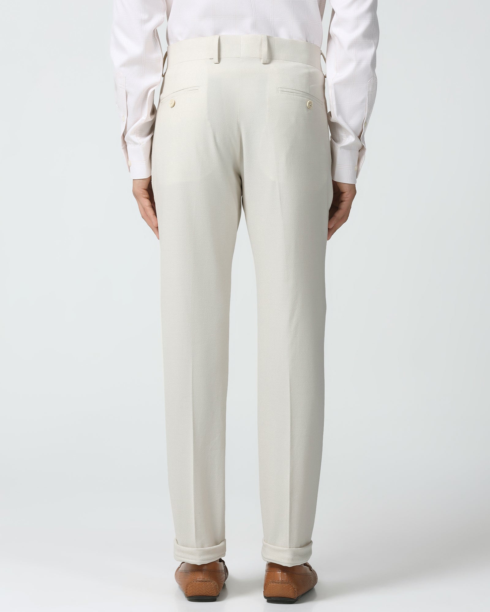 Slim Comfort B-95 Formal Beige Textured Trouser - Veneta