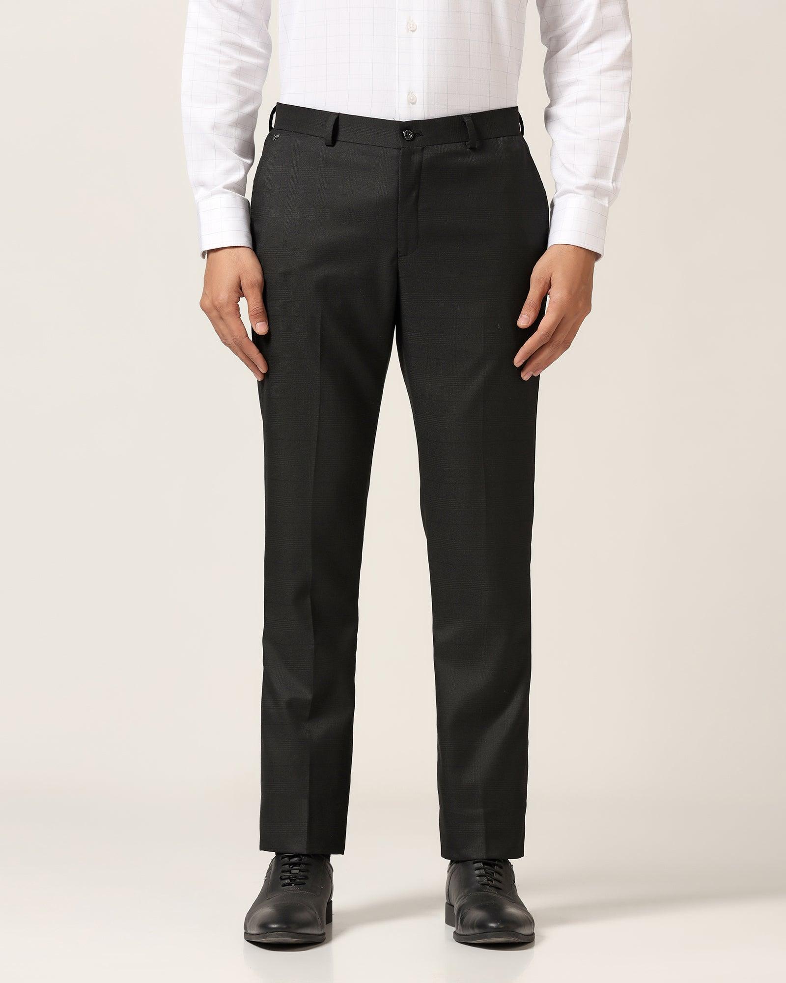 Slim Comfort B-95 Formal Black Check Trouser - Optimus - Blackberrys