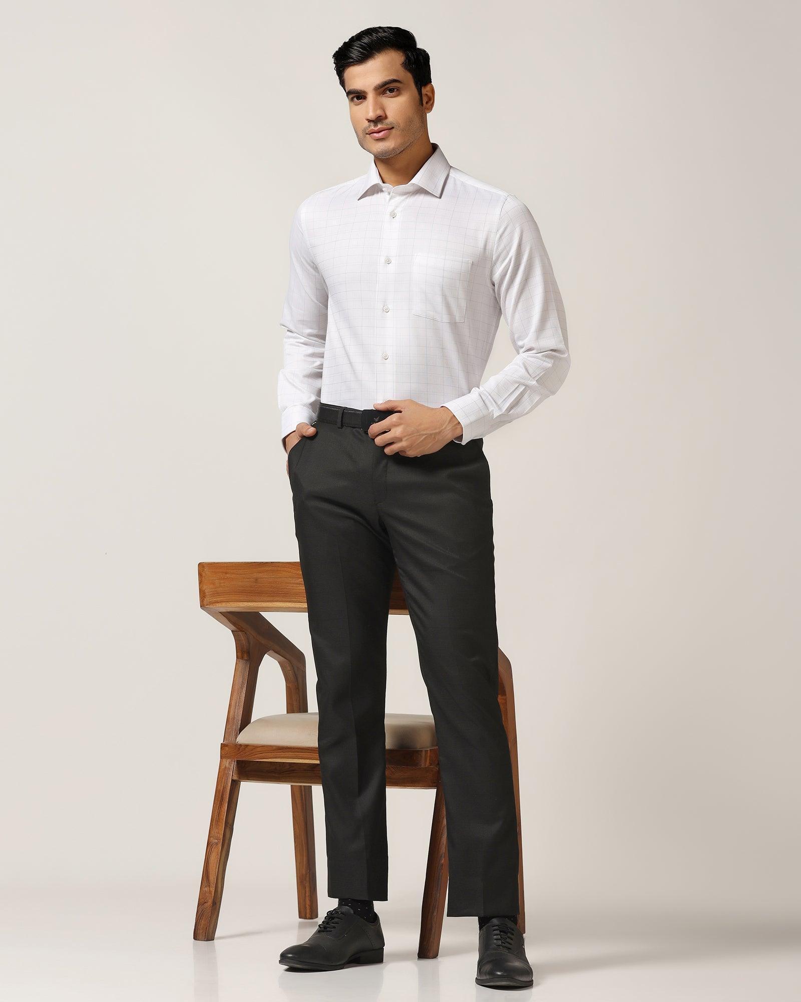 Slim Comfort B-95 Formal Black Check Trouser - Optimus - Blackberrys
