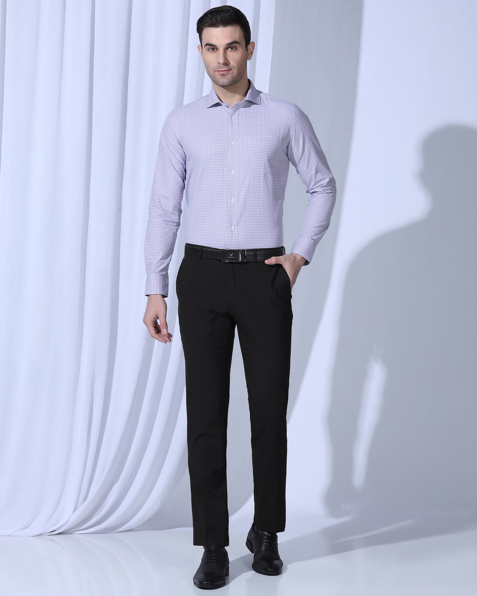Slim Comfort B-95 Formal Black Solid Trouser - Dough