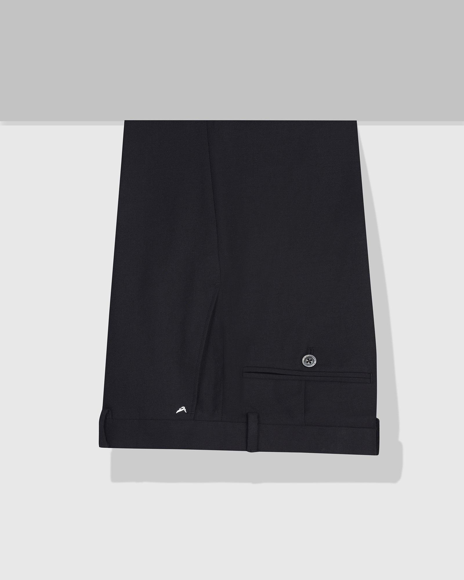 Slim Comfort B-95 Formal Black Solid Trouser - Himalayan - Blackberrys