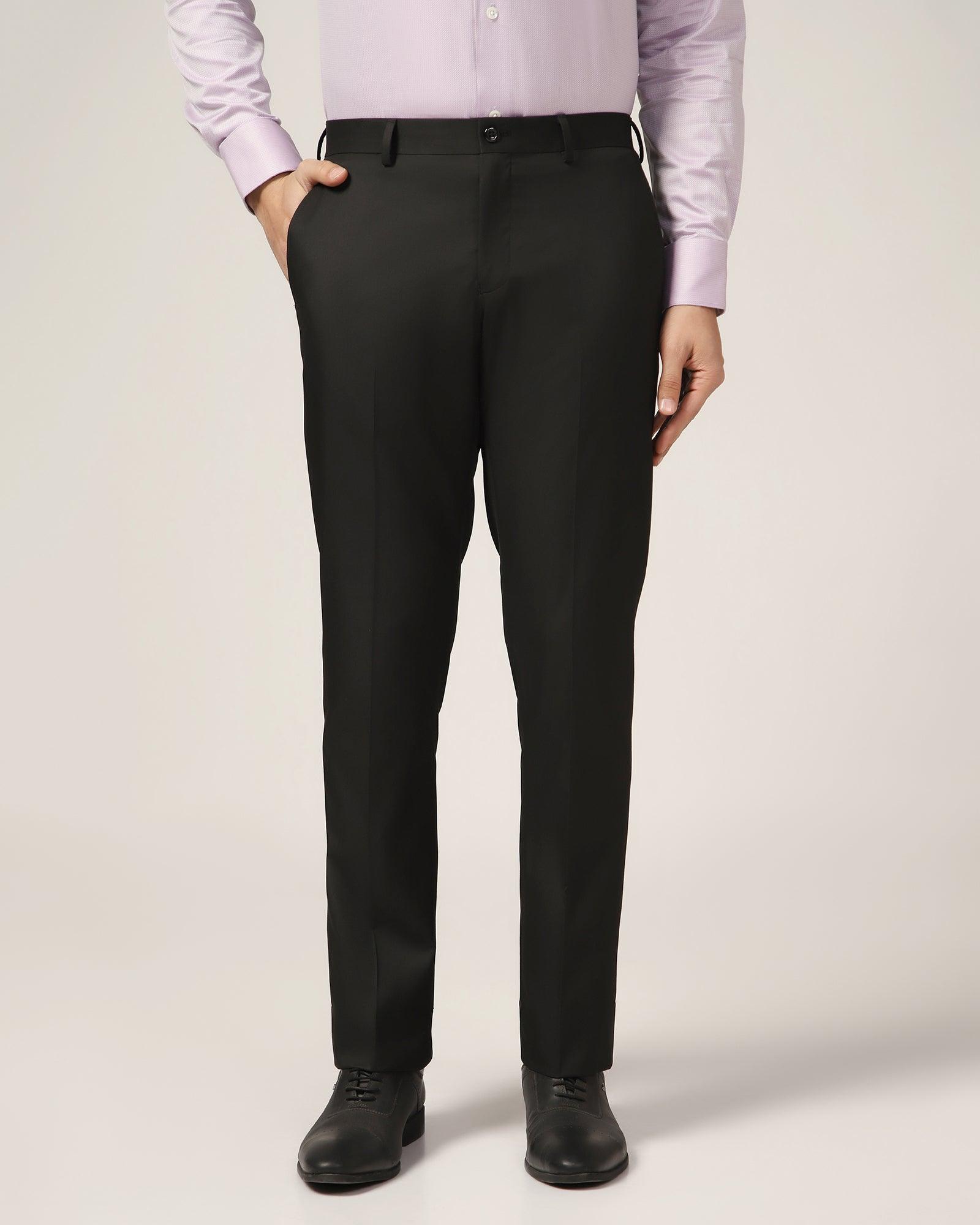 Slim Comfort B-95 Formal Black Solid Trouser - Kenva - Blackberrys