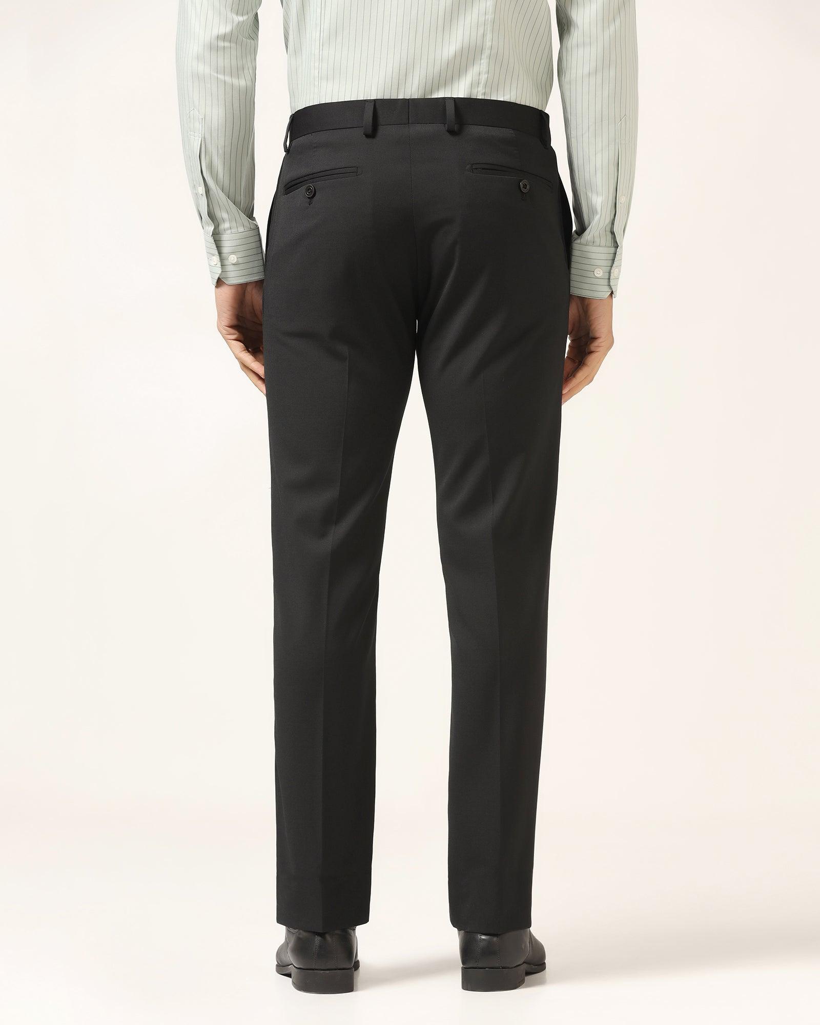 Slim Comfort B-95 Formal Black Solid Trouser - Triumph - Blackberrys
