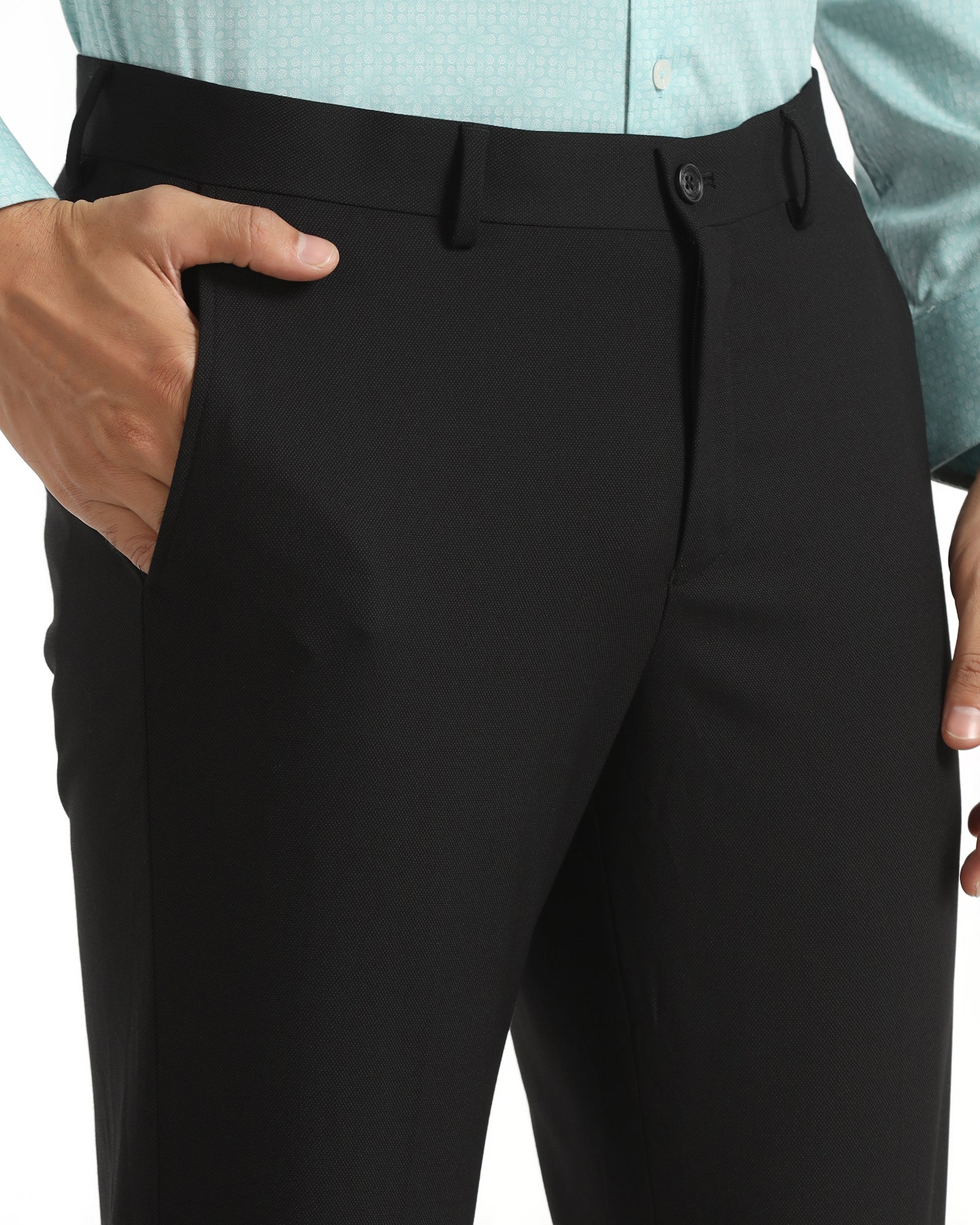 Slim Comfort B-95 Formal Black Textured Trouser - Campbell