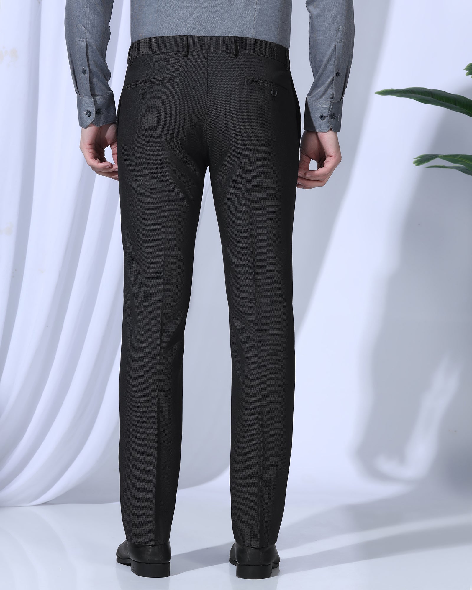 Slim Comfort B-95 Formal Black Textured Trouser - Coach