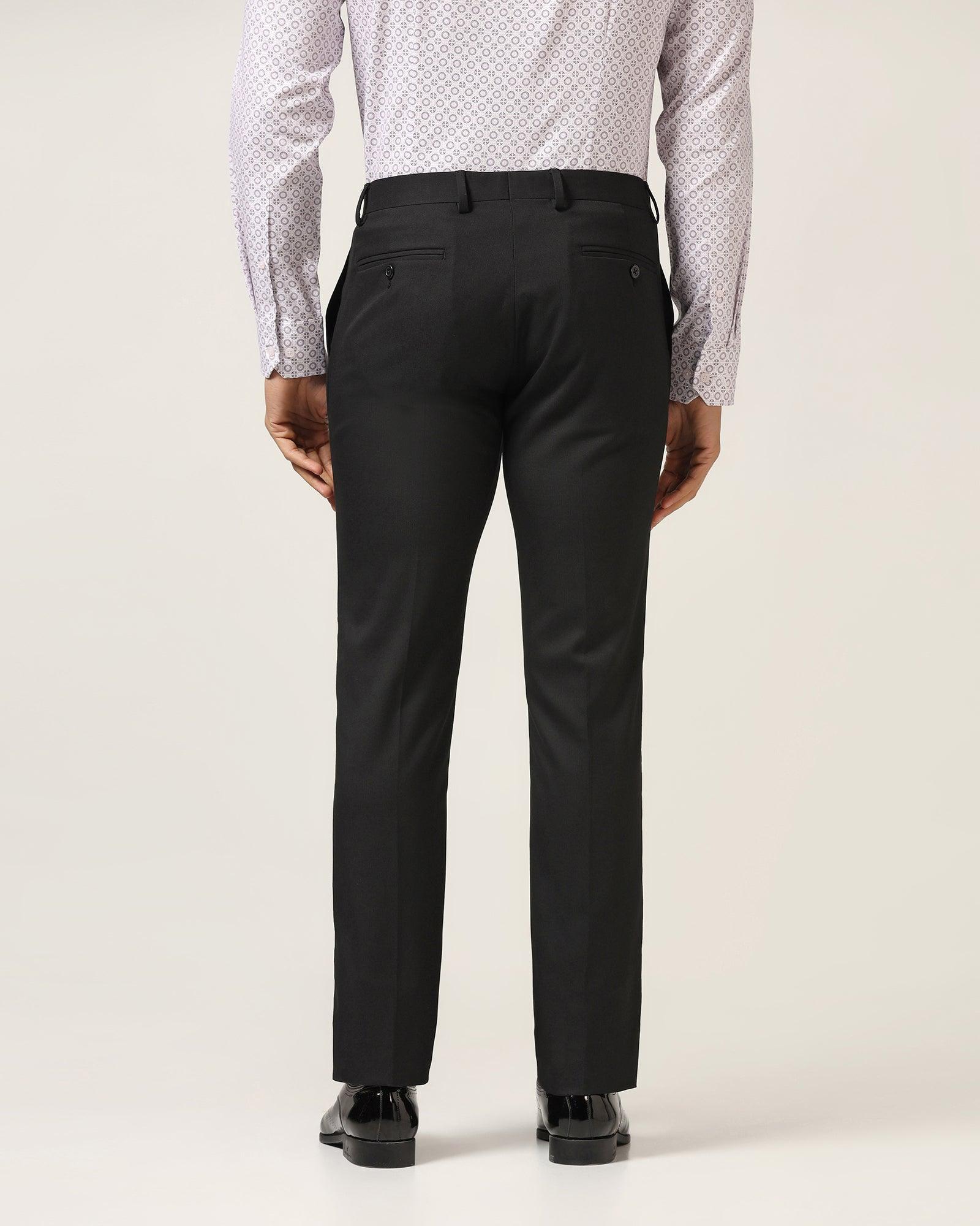 Slim Comfort B-95 Formal Black Textured Trouser - Iron - Blackberrys