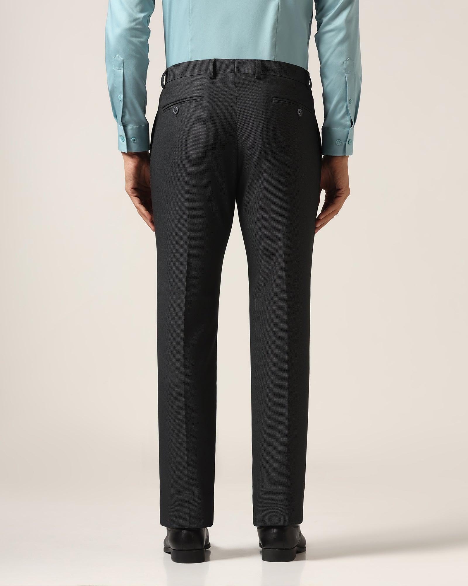Slim Comfort B-95 Formal Black Textured Trouser - Luna - Blackberrys