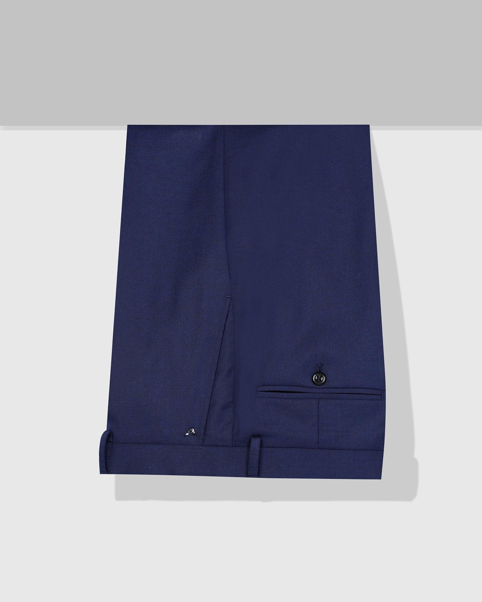 Slim Comfort B-95 Formal Blue Solid Trouser - Kenva - Blackberrys