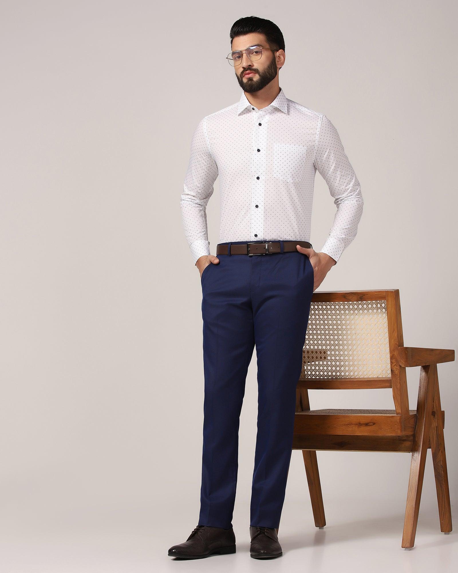 Slim Comfort B-95 Formal Blue Solid Trouser - Kenva - Blackberrys