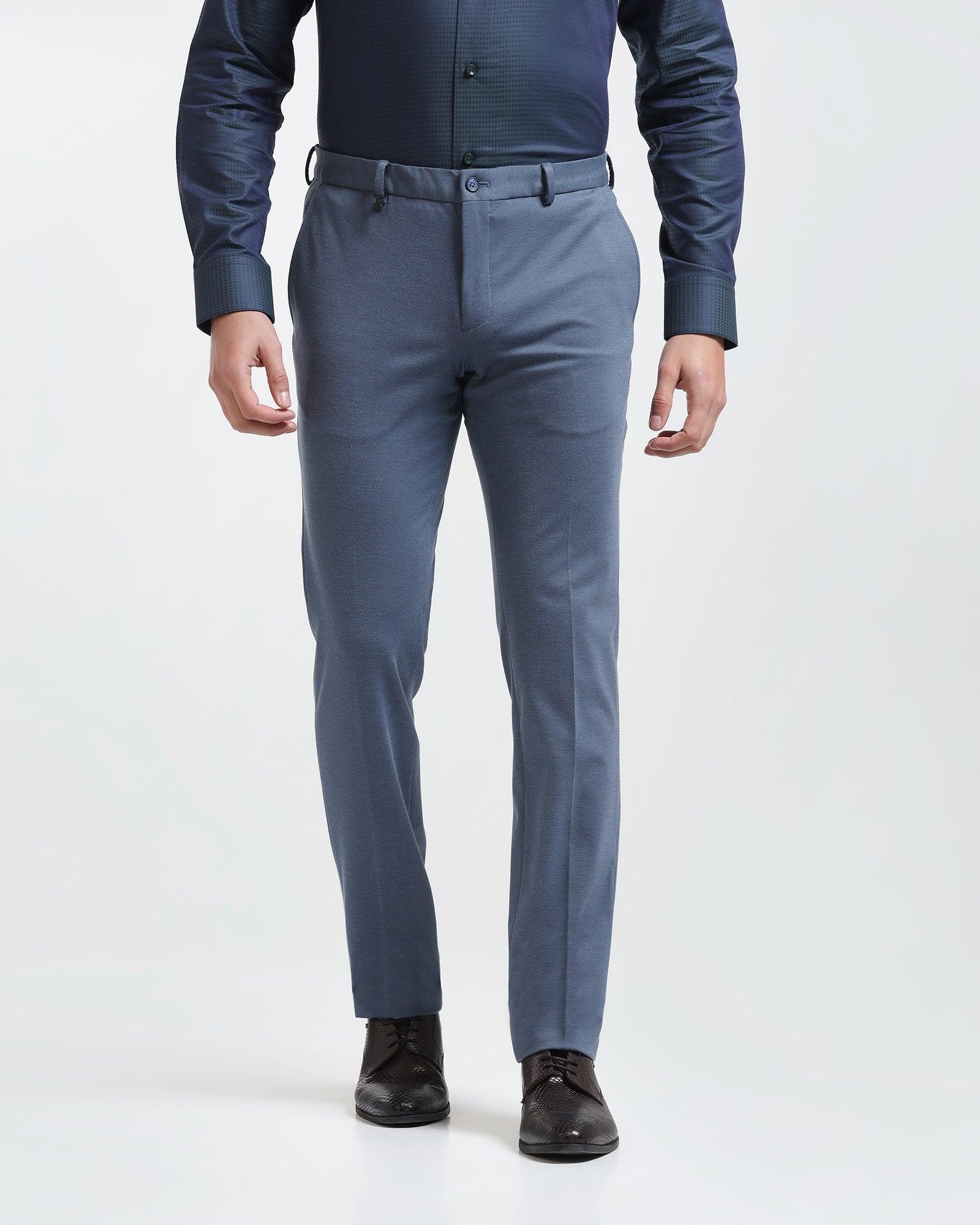 Slim Comfort B-95 Formal Blue Solid Trouser - Raider - Blackberrys