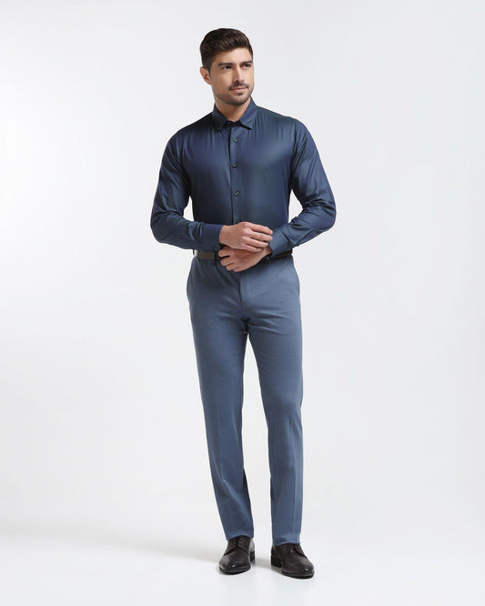 Slim Comfort B-95 Formal Blue Solid Trouser - Raider