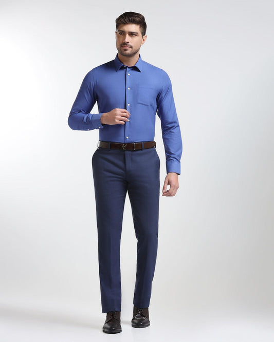 Slim Comfort B-95 Formal Blue Textured Trouser - Karizma