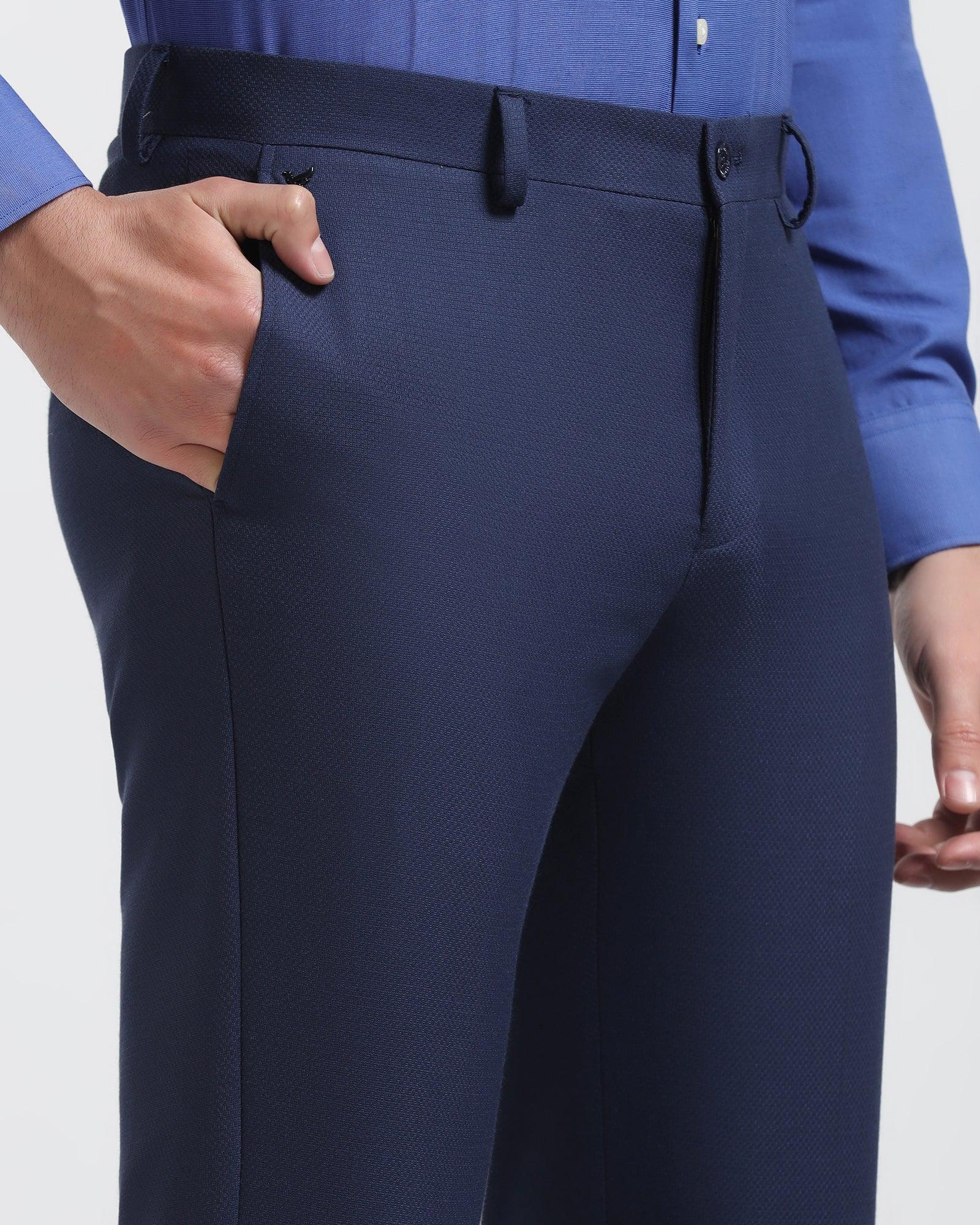 Slim Comfort B-95 Formal Blue Textured Trouser - Karizma - Blackberrys