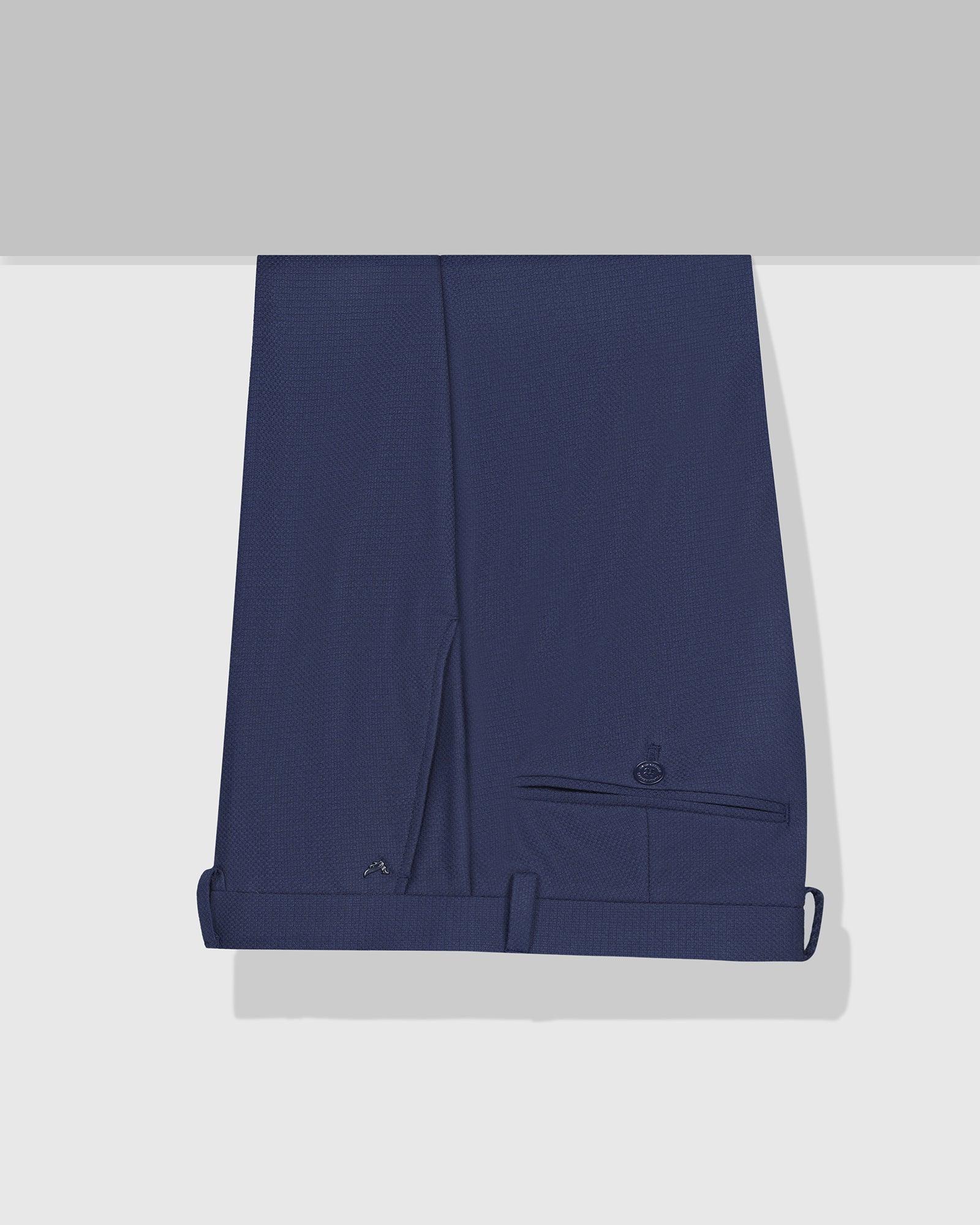 Slim Comfort B-95 Formal Blue Textured Trouser - Karizma - Blackberrys