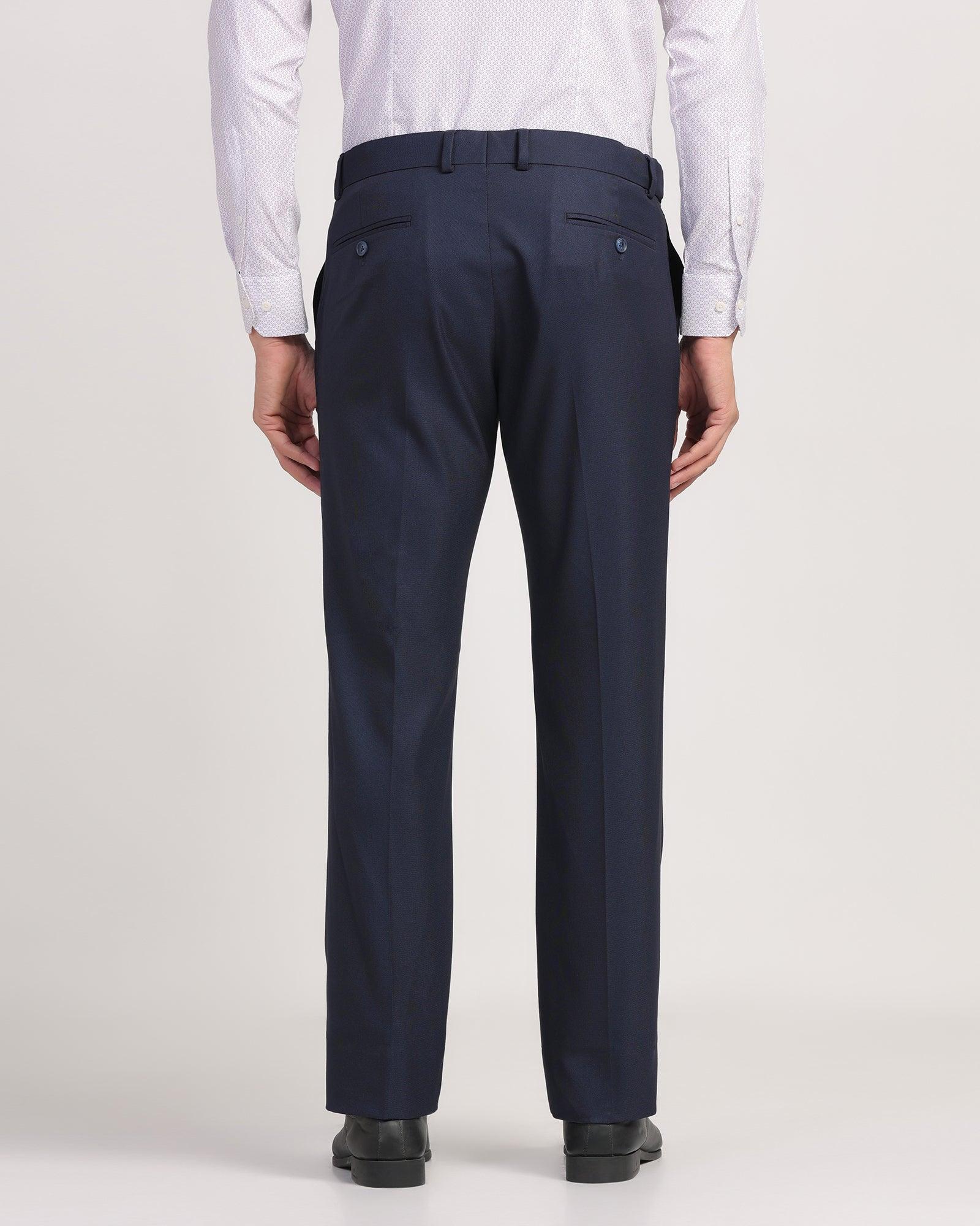 Slim Comfort B-95 Formal Blue Textured Trouser - Passion - Blackberrys