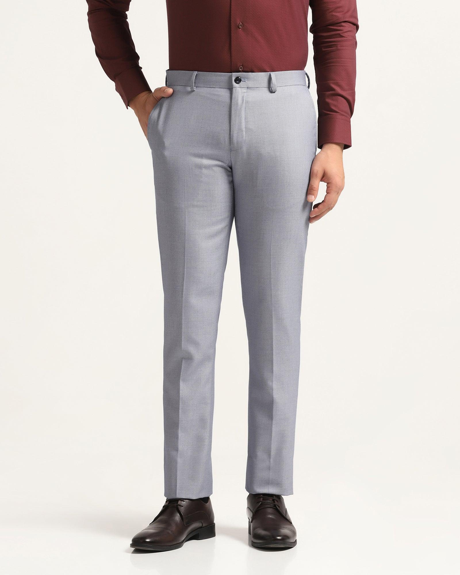 Slim Comfort B-95 Formal Blue Textured Trousers - Hoop - Blackberrys