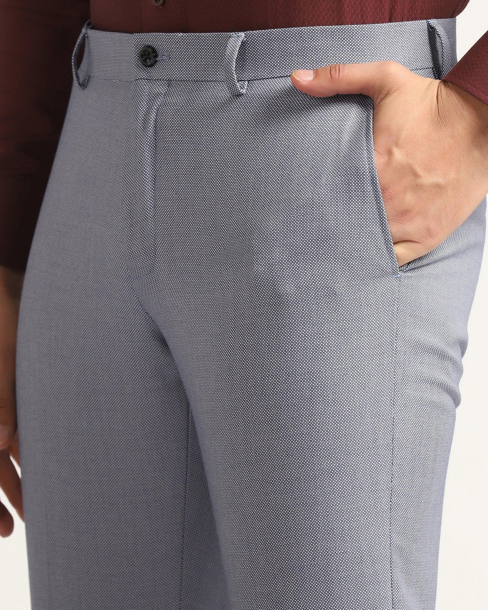 Slim Comfort B-95 Formal Blue Textured Trousers - Hoop - Blackberrys