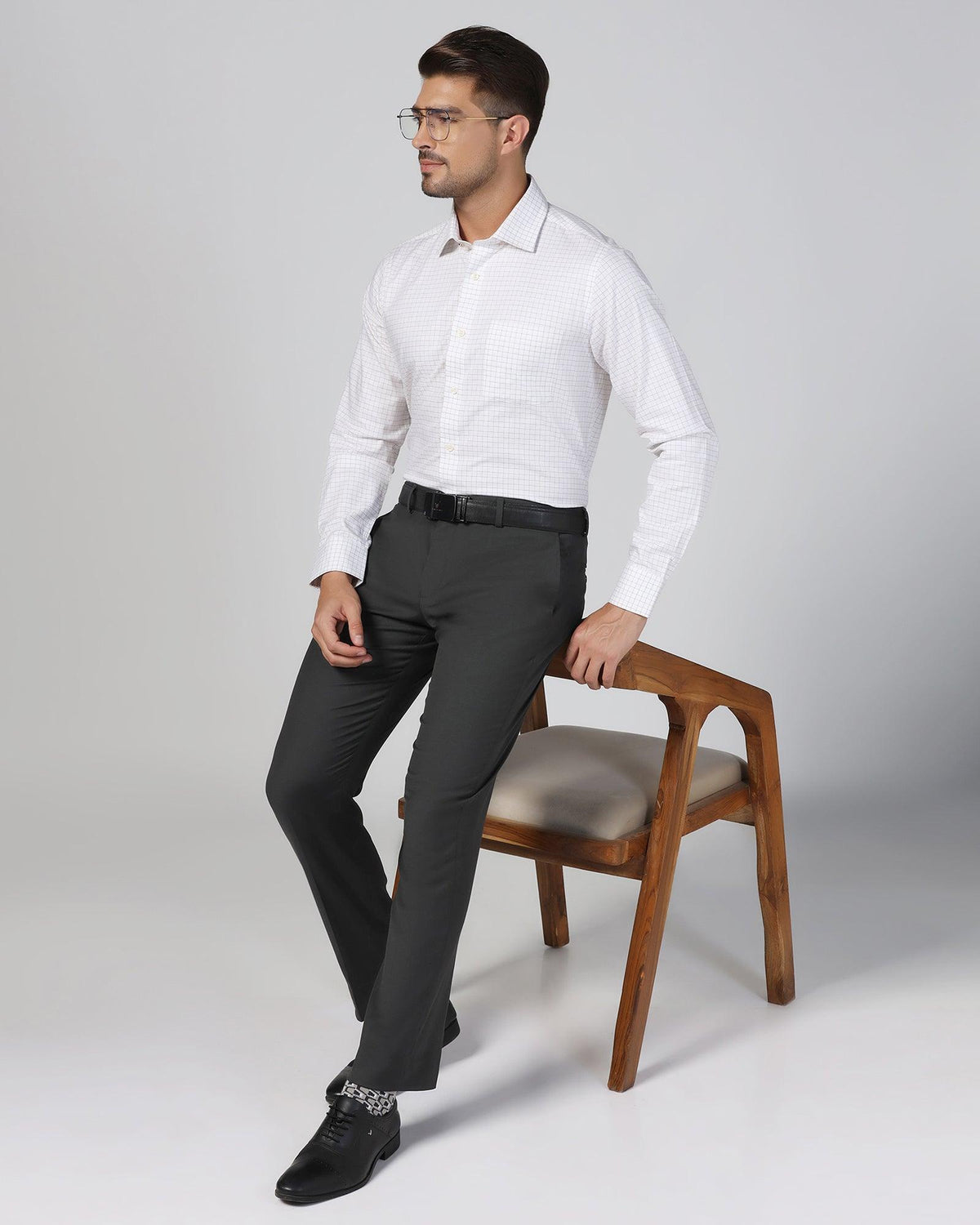 Slim Comfort B-95 Formal Charcoal Solid Trouser - Eldorado