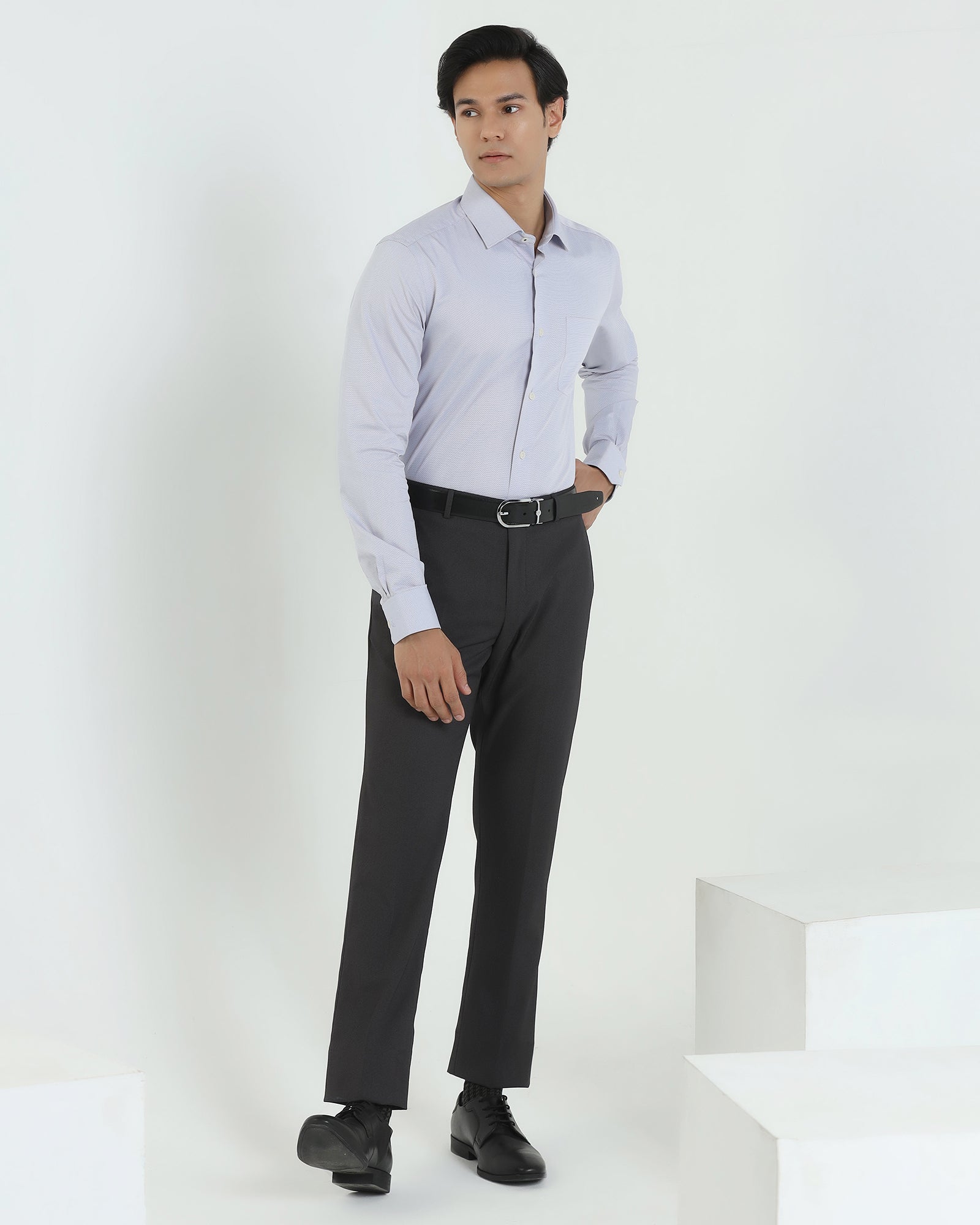Slim Comfort B-95 Formal Charcoal Textured Trouser - Campbell