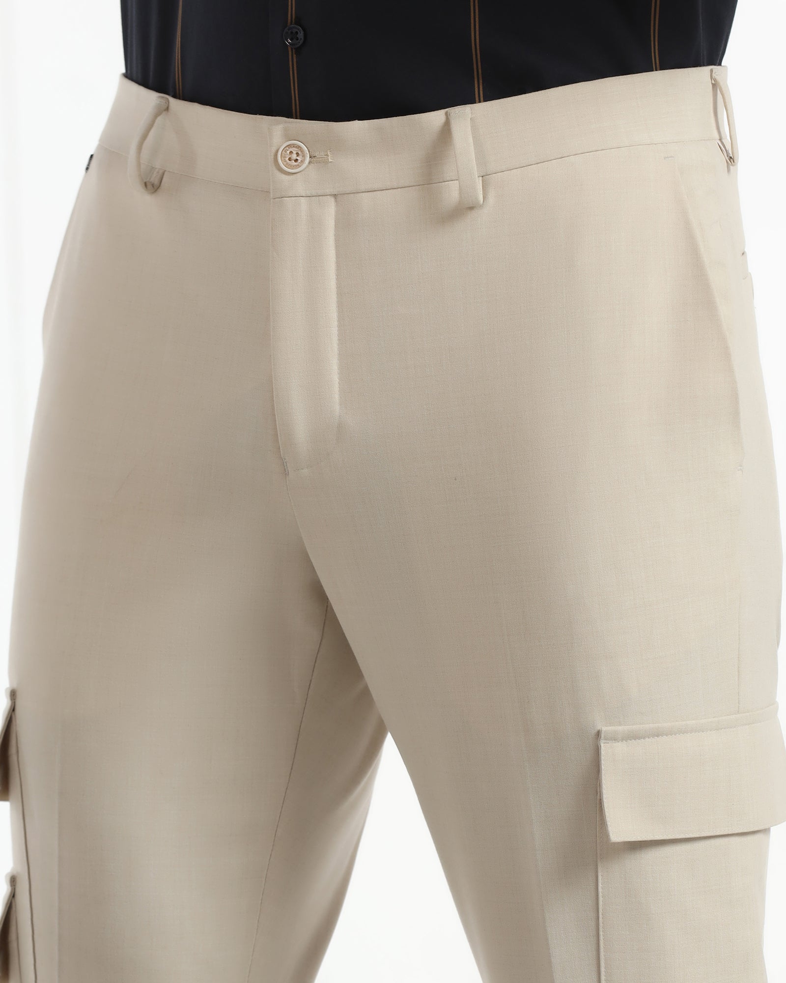 Slim Comfort B-95 Formal Cream Solid Trouser - Victor